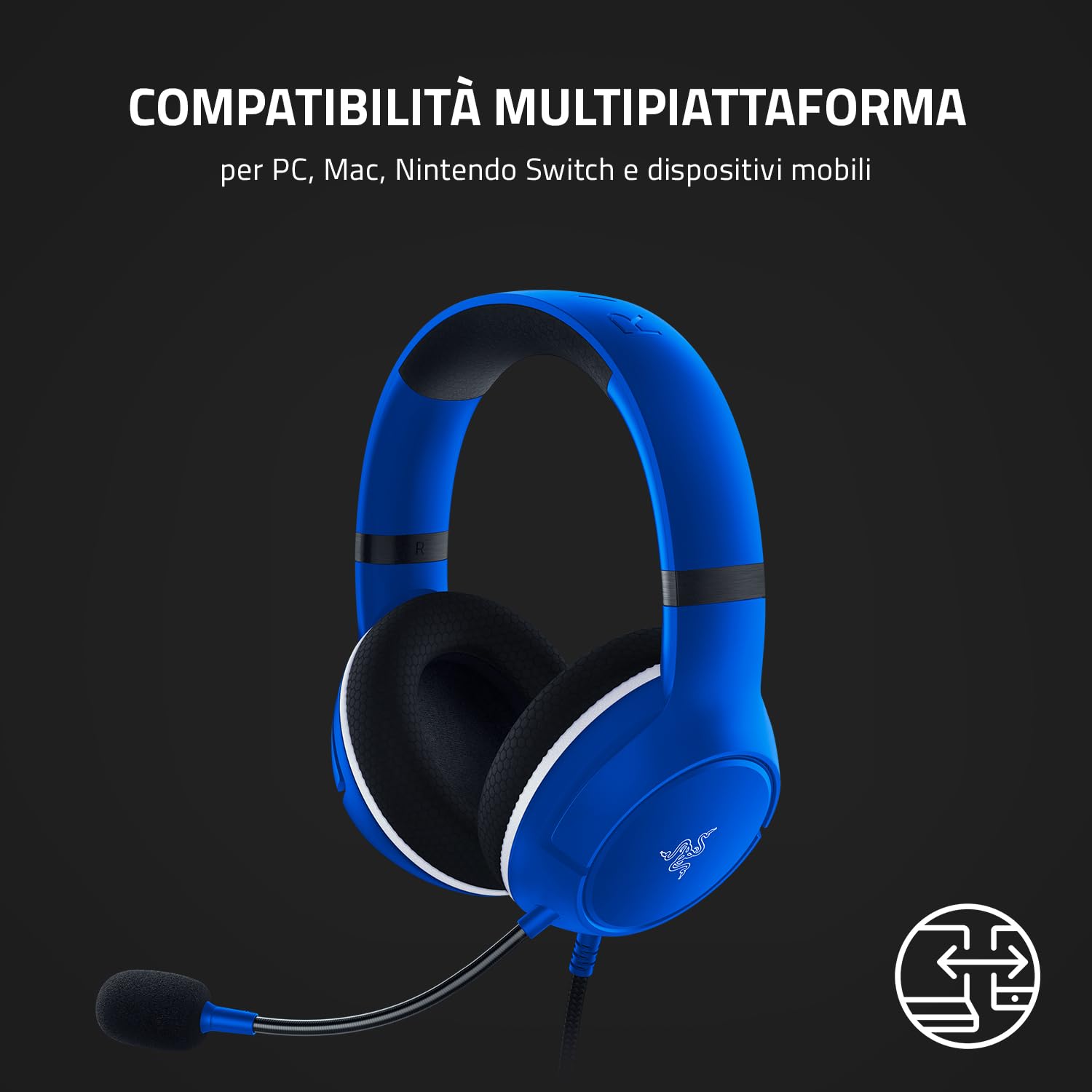 Razer Kaira X Wired Gaming Headset for Xbox Series X|S - 50mm Triforce Drivers, Hyperclear Cardioid Mic, Multi-Platform Compatibility (Blue) - Perfect for Xbox Gaming, PC Streaming & Competitive Esports