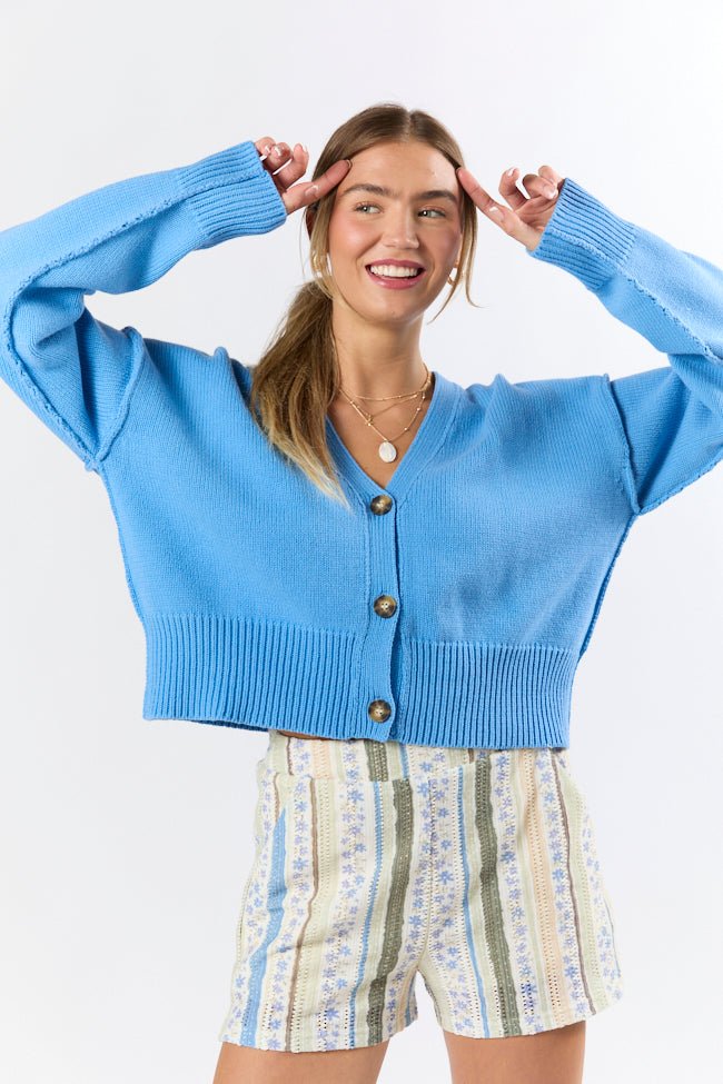 Chasing Joy Blue Cardigan for Women - Soft & Cozy Knit Sweater - Perfect for Casual Outfits & Layering in Fall & Winter