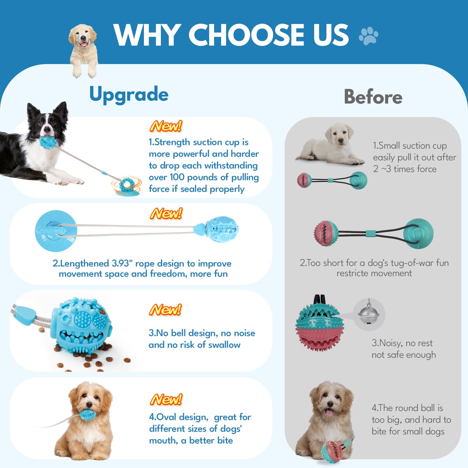 Interactive Suction Cup Dog Toys for Tug of War - Mental Stimulation Puzzle & Treat Dispenser for Small & Medium Dogs - Perfect for Puppy Teething, Boredom Relief & Indoor Playtime