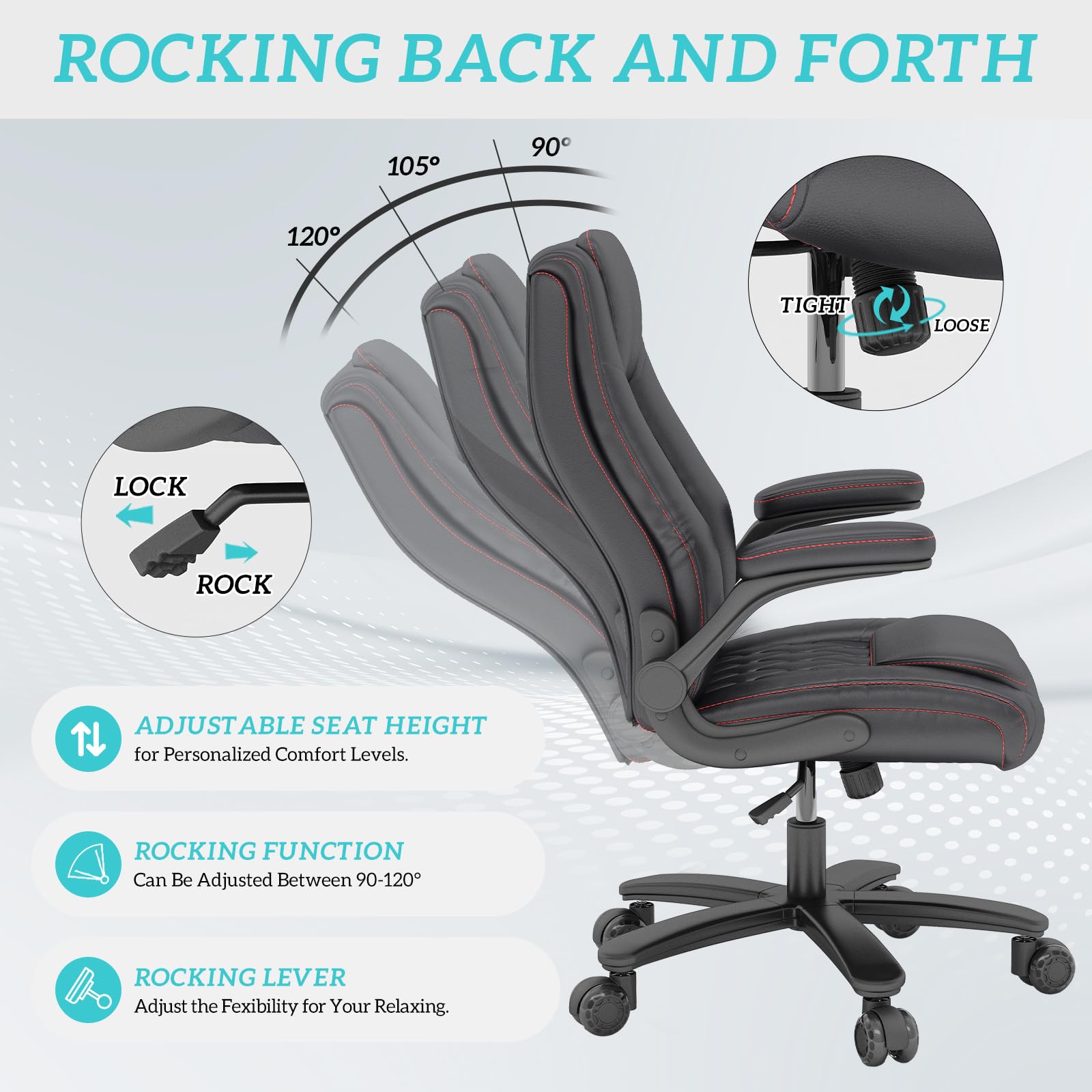 Premium High Back Executive Office Chair for Big & Tall - 400LBS Weight Capacity with Lumbar Support, Flip-Up Armrests & Smooth-Rolling Rubber Wheels - Ergonomic Desk Chair for Home Office, Conference Rooms & Executive Suites (Black)