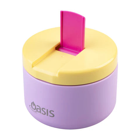 Oasis Insulated Food Flask with Quick Release Lid - 300ml Bubblegum Pink | Perfect for School Lunches, Office Meals & Outdoor Picnics