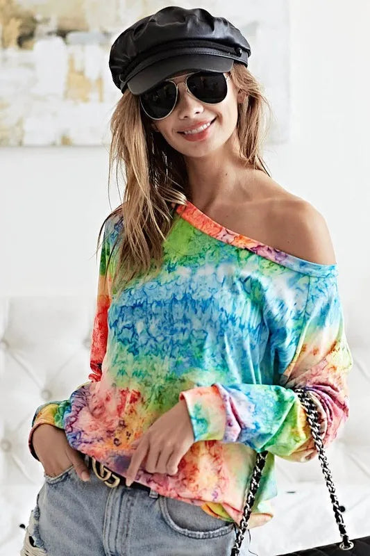 BiBi Tie Dye Soft Knit Jersey T-Shirt for Women | Comfortable Casual Tee | Perfect for Summer Outfits, Beach Days & Weekend Wear