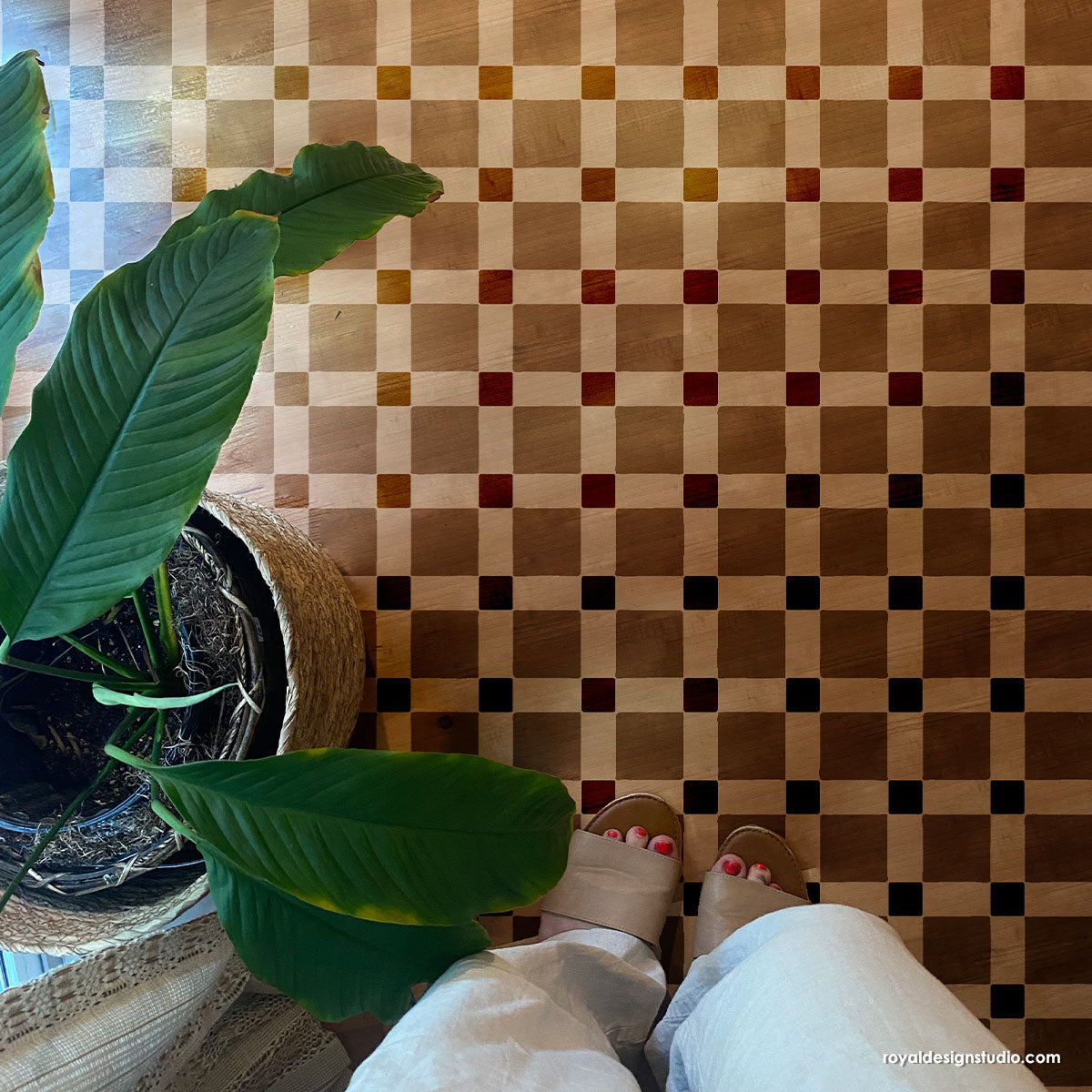 Checkers Mosaic Tile Stencil - Reusable DIY Floor & Wall Tile Pattern Template for Bathroom, Kitchen Backsplash - Perfect for Home Renovation & Craft Projects