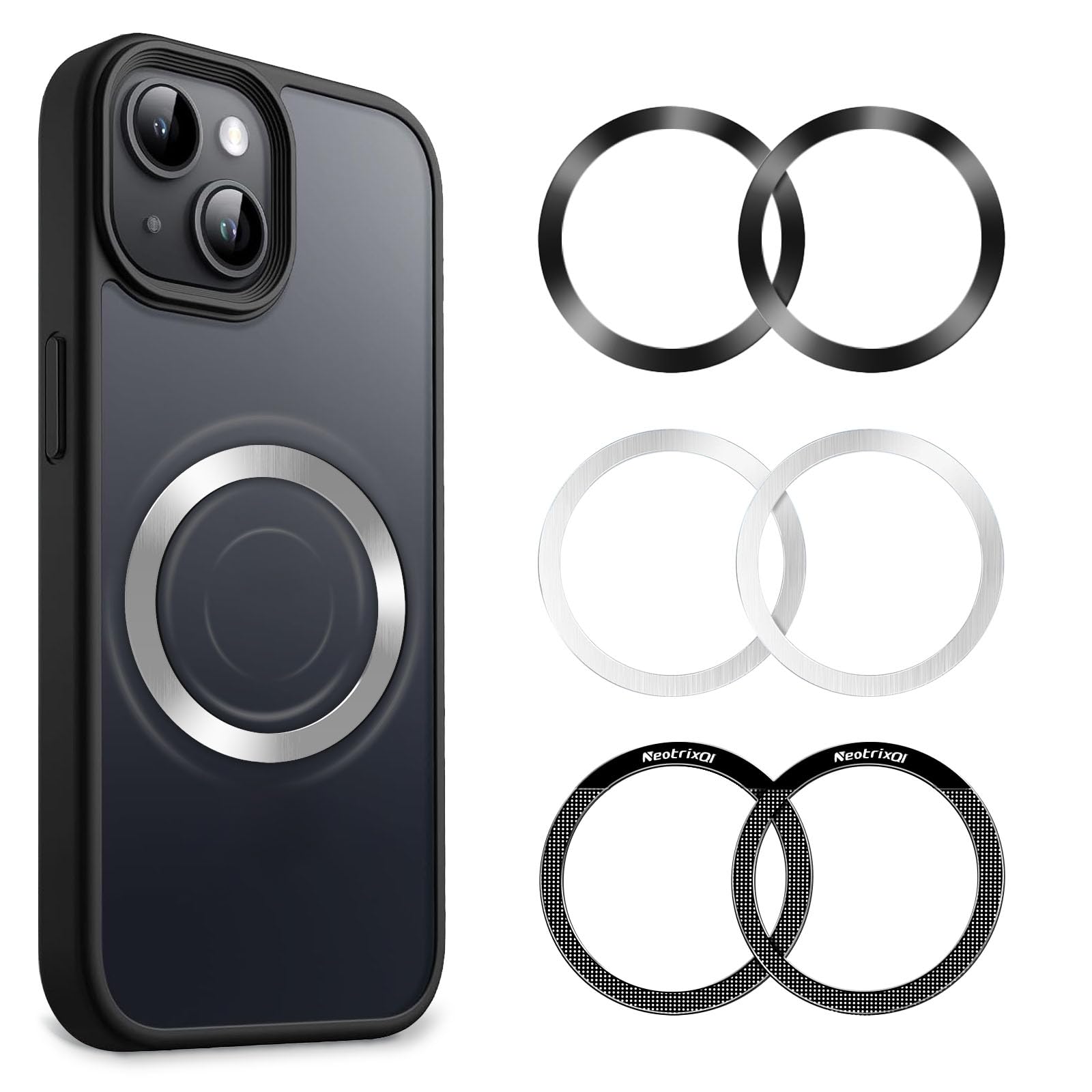 6 Pack Magnetic Phone Ring Holder for MagSafe - Universal Metal Ring Sticker Compatible with iPhone 15 Pro Max/14/13/12 & Galaxy S24 Ultra/S23 - Supports Wireless Charging - Perfect for Hands-Free Viewing, Gaming and Daily Use