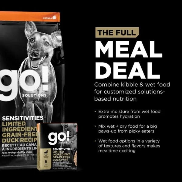 Go! Solutions Sensitivities Limited Ingredient Grain-Free Duck Recipe Dry Dog Food - Hypoallergenic & Digestive Support for Dogs with Food Allergies - Perfect for Sensitive Stomach & Skin Health