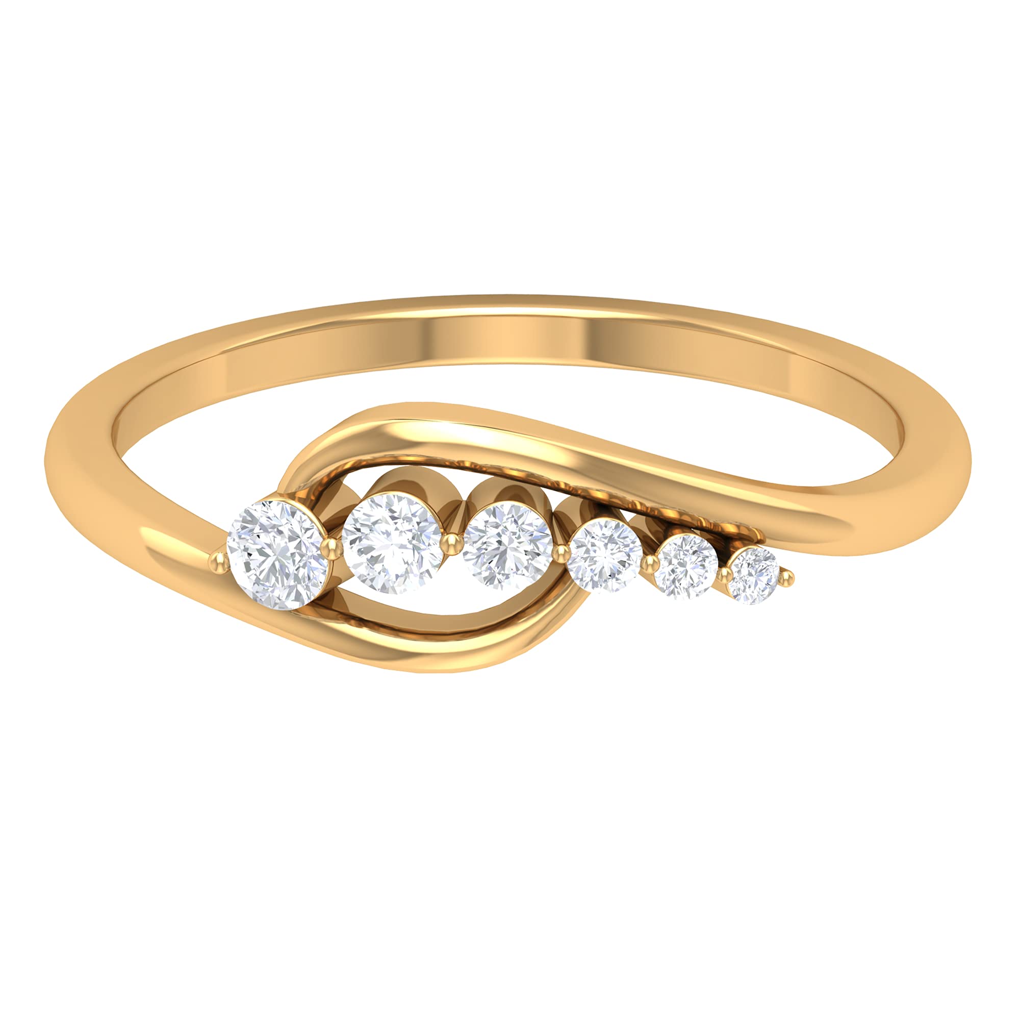 1/4 CT Certified Diamond Promise Ring for Women - 14K Solid Gold Bypass Graduated Style - Perfect for Anniversaries, Engagements & Special Occasions