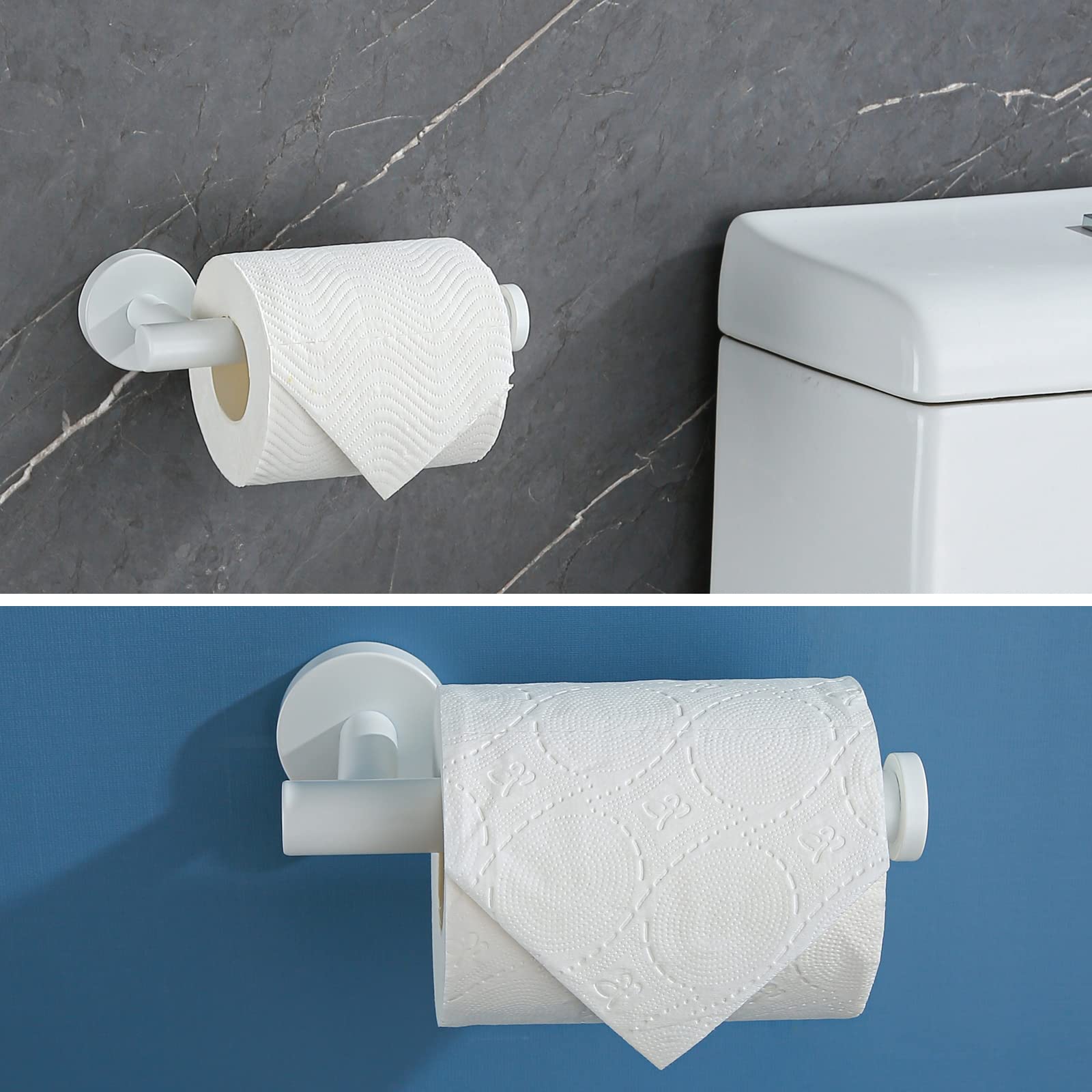 SEABEFORE White Toilet Paper Holder - Wall-Mounted Bathroom Tissue Roll Dispenser - Perfect for Modern Homes, Apartments & Restrooms
