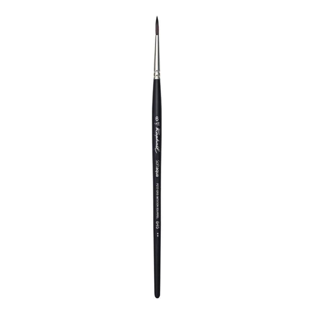 Raphael SoftAqua Synthetic Squirrel Watercolor Brush - Round Size 6 Black Hair Artist Paint Brush for Watercolor, Gouache & Ink Painting - Perfect for Detailed Work, Wash Techniques & Fine Art