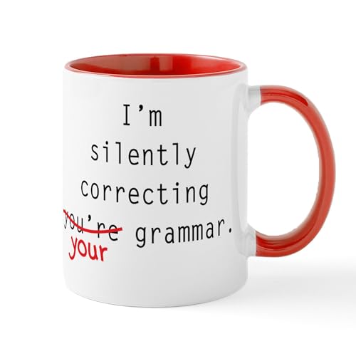 White/Red Inside - I'M Silently Correcting Your Grammar Large Mug