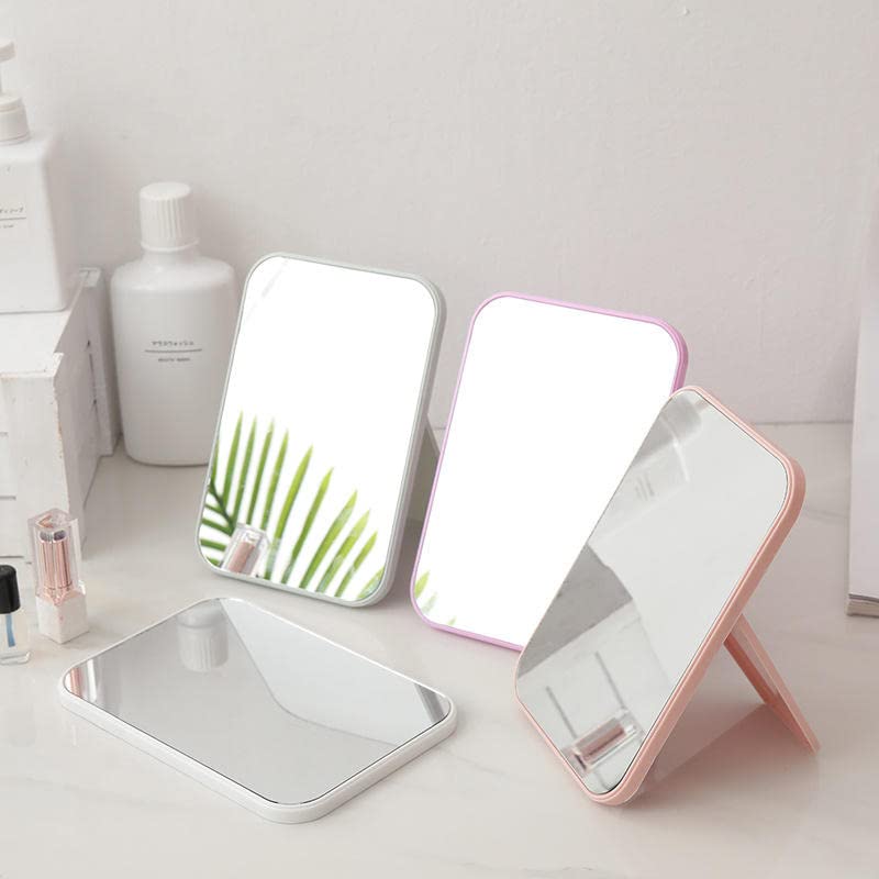 Foldable Desktop Makeup Mirror with Stand - 90° Adjustable Rotation, Portable Square Vanity Mirror for Women | Perfect for Home, Travel & Salon Use (Blue)