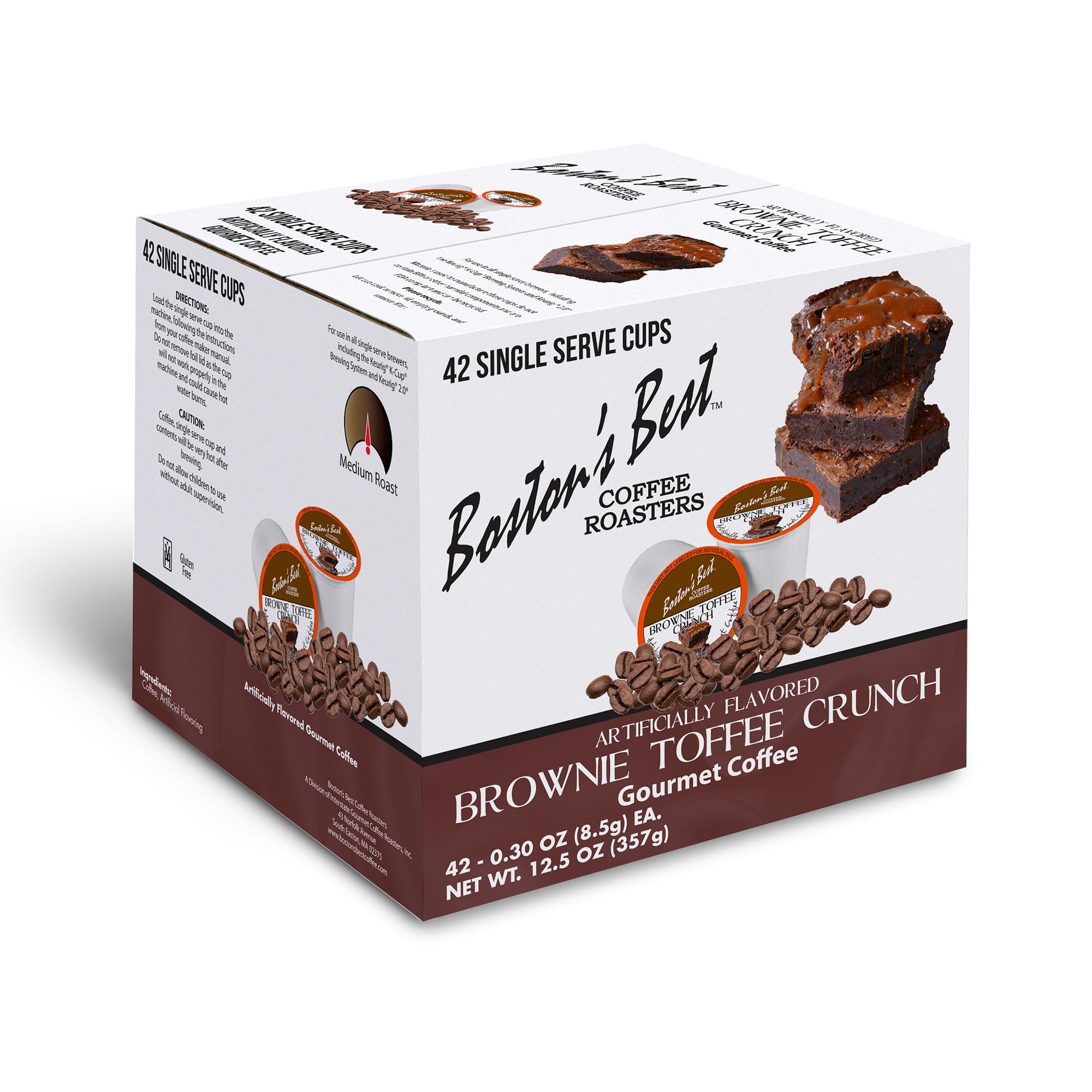 Boston’s Best Gourmet Coffee - Brownie Toffee Flavor, Medium Roast K-Cups (42 Count) for Keurig Brewers | Perfect for Office, Home & Gift Giving
