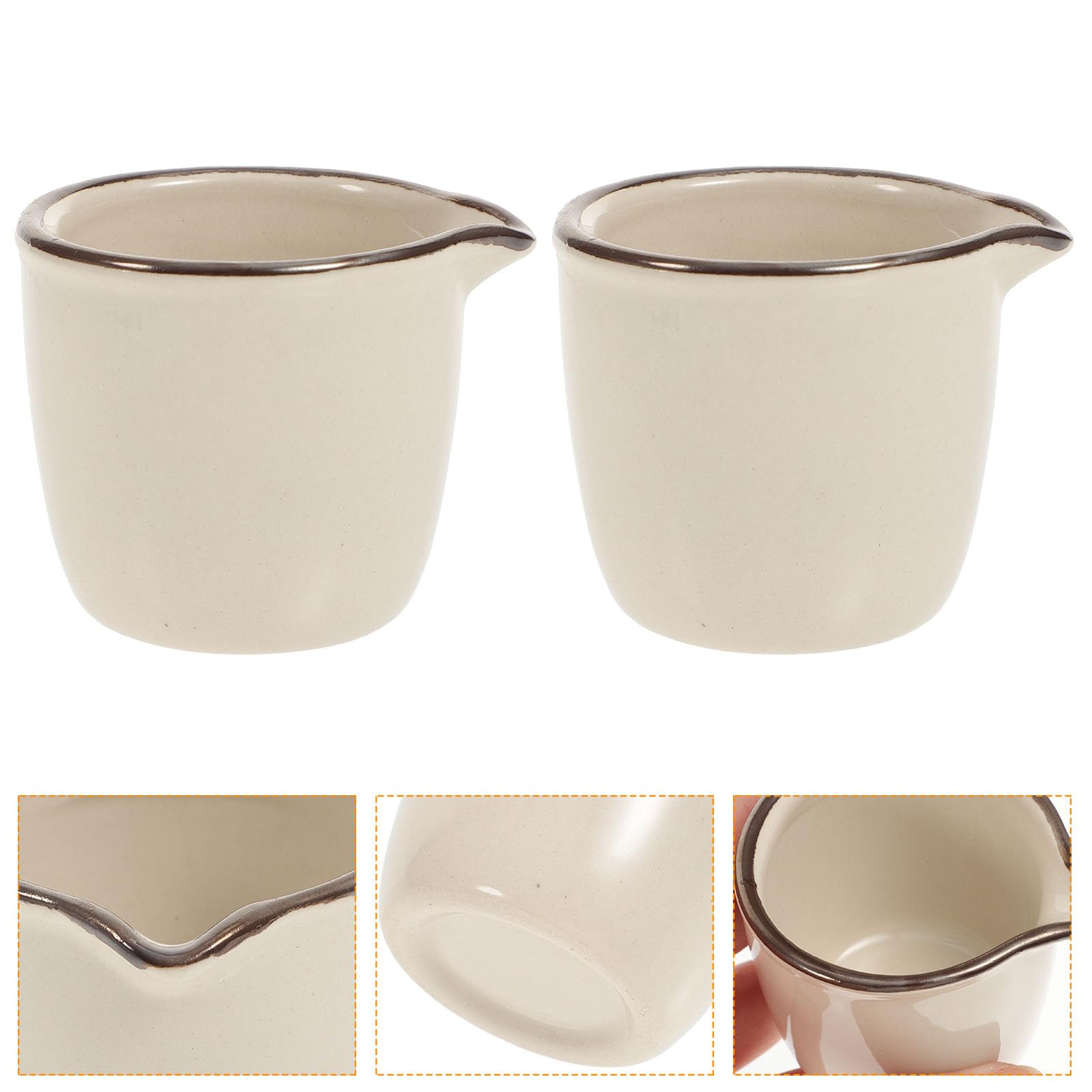 Hemoton 2-Pack 40ml Mini Ceramic Creamer Pitcher - Small Coffee Milk Pouring Cup with Handle, White Espresso Creamer for Home, Cafe & Restaurant | Perfect for Latte Art, Coffee Brewing & Sauce Dipping