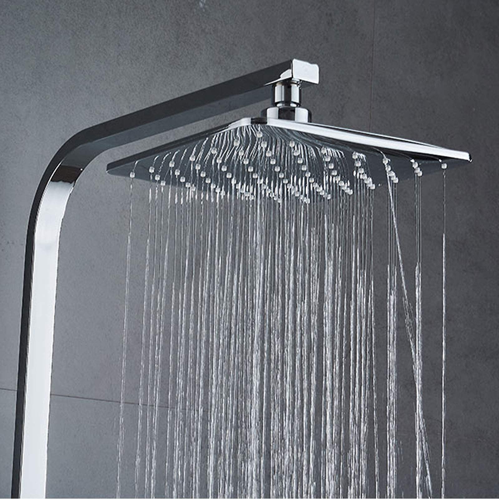 Premium 8 Inch Square Rainfall Shower Head with Handheld Sprayer - Exposed Polish Chrome Shower System - Wall Mount Bathroom Faucet Set for Luxurious Spa Experience at Home