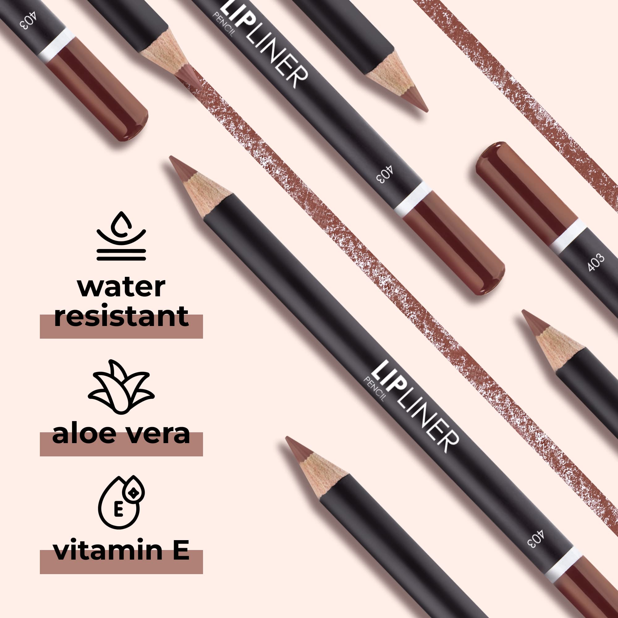 Vibrant Long-Lasting Lip Pencils - 403 Trendy Shades (1.7g) for Everyday Makeup