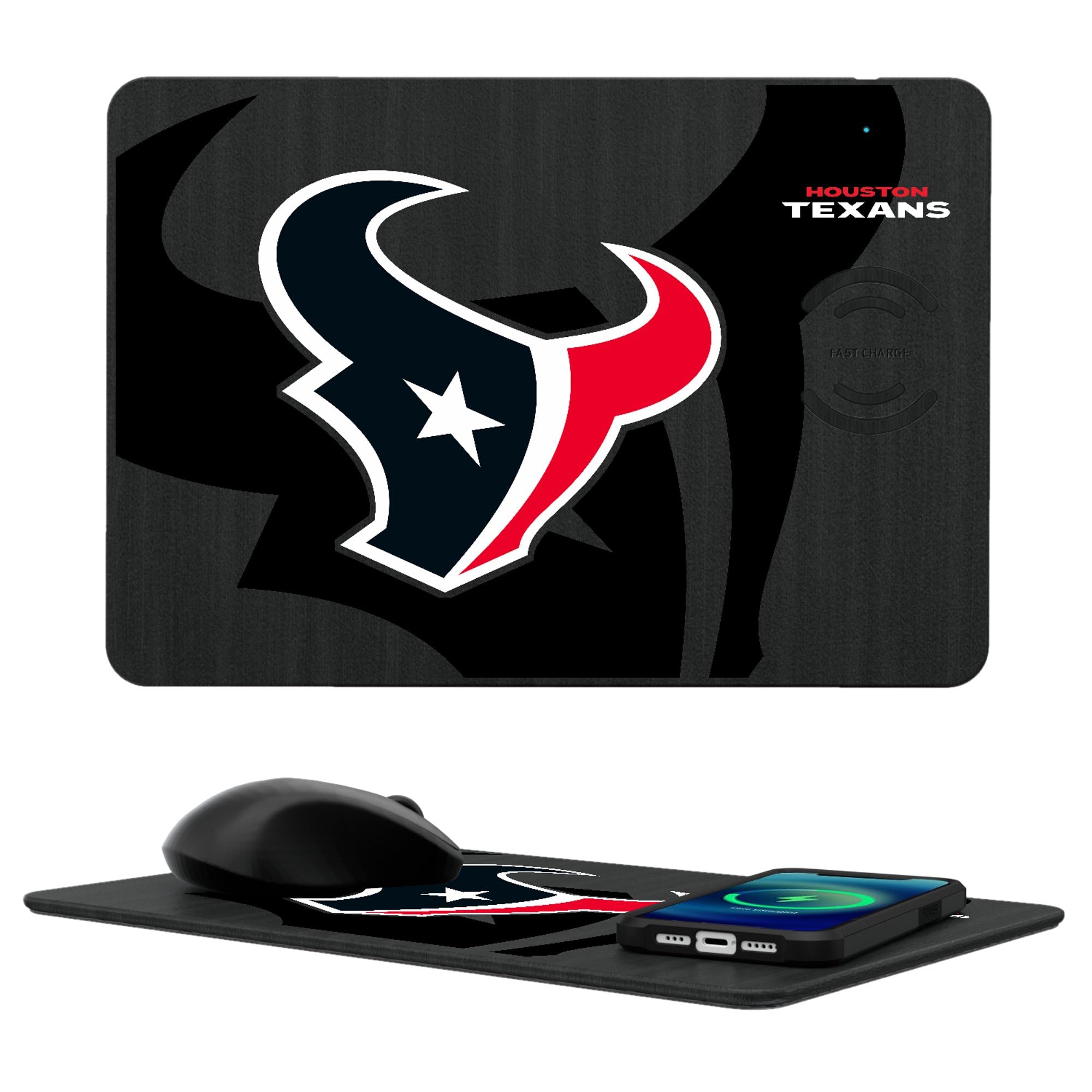NFL Team Logo Wireless Charging Mouse Pad - Fast Qi Charger for iPhone, Samsung, AirPods - Perfect for Gaming, Office & Home Desk Setup