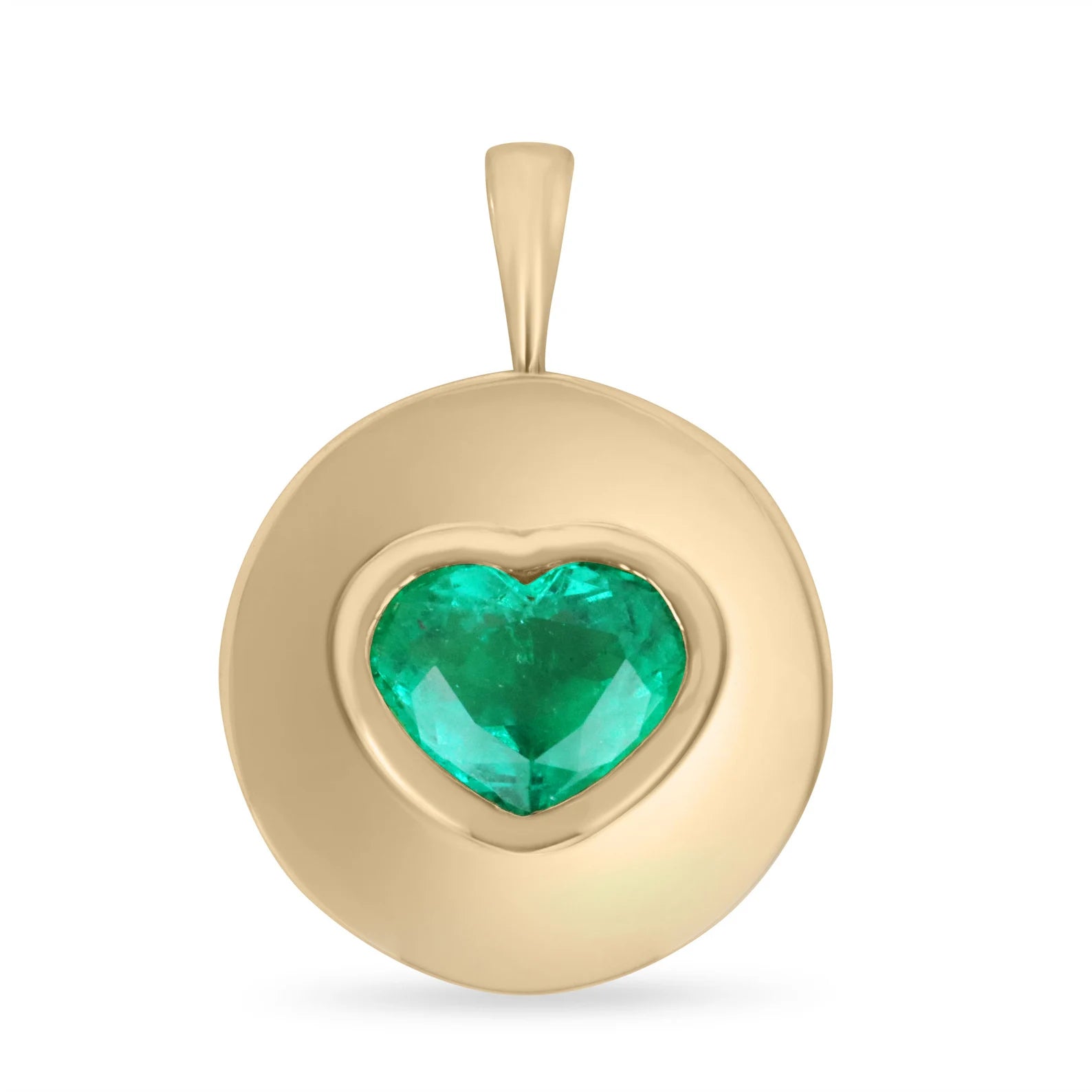 2.30 Carat 18K Gold Emerald Heart Signet Pendant Necklace - Elegant Jewelry Gift for Women, Perfect for Valentine's Day, Anniversary & Special Occasions