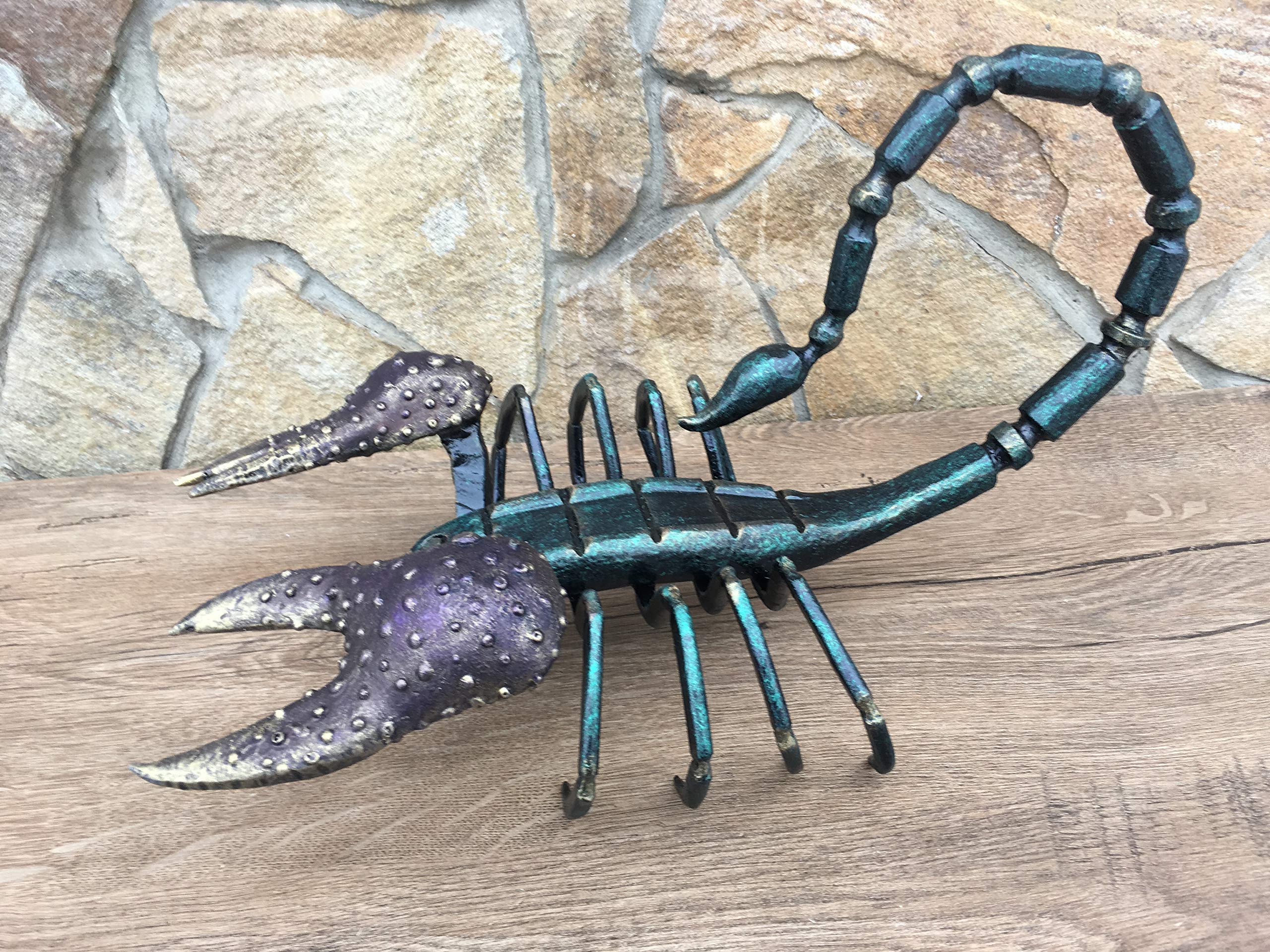 Hand Forged Metal Scorpion Sculpture - Unique Blacksmith Artwork, Hand Hammered Figurine for Home Decor, Office Display, or Gift Idea