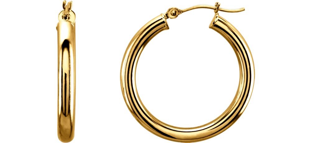 14K Yellow Gold 25mm Tube Hoop Earrings for Women - Minimalist Luxury Jewelry for Everyday Wear, Parties & Special Occasions | Jewels By Lux