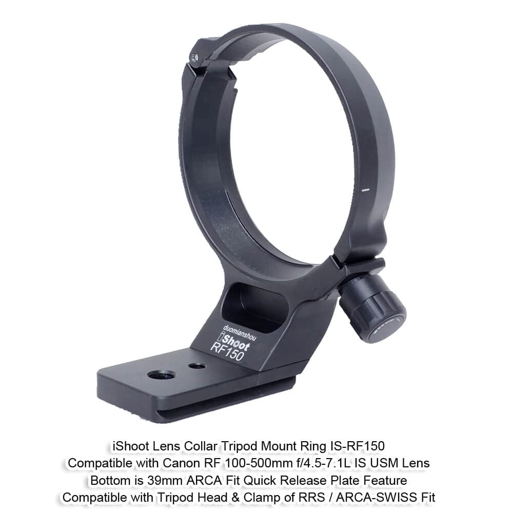 iShoot Tripod Mount Ring Lens Collar for Canon RF 100-500mm f/4.5-7.1L IS USM Lens - Arca-Swiss Compatible Quick Release Plate with Dovetail Groove - Perfect for Wildlife & Sports Photography