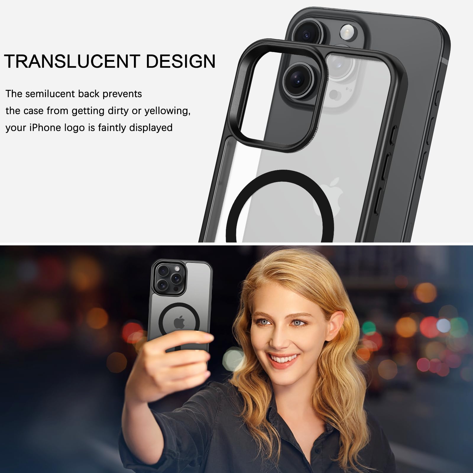 Magnetic iPhone 16 Pro Case with Invisible Kickstand | MagSafe Compatible | Military-Grade Shockproof | Slim Matte Translucent Cover for iPhone 16 Pro 6.3