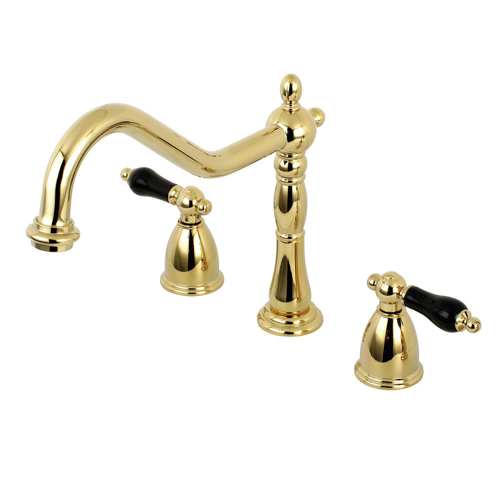 Kingston Brass KB1795PKLLS Widespread Kitchen Faucet - High Arc Pull-Down Sprayer, Oil Rubbed Bronze Finish, Ideal for Modern Farmhouse & Traditional Kitchens