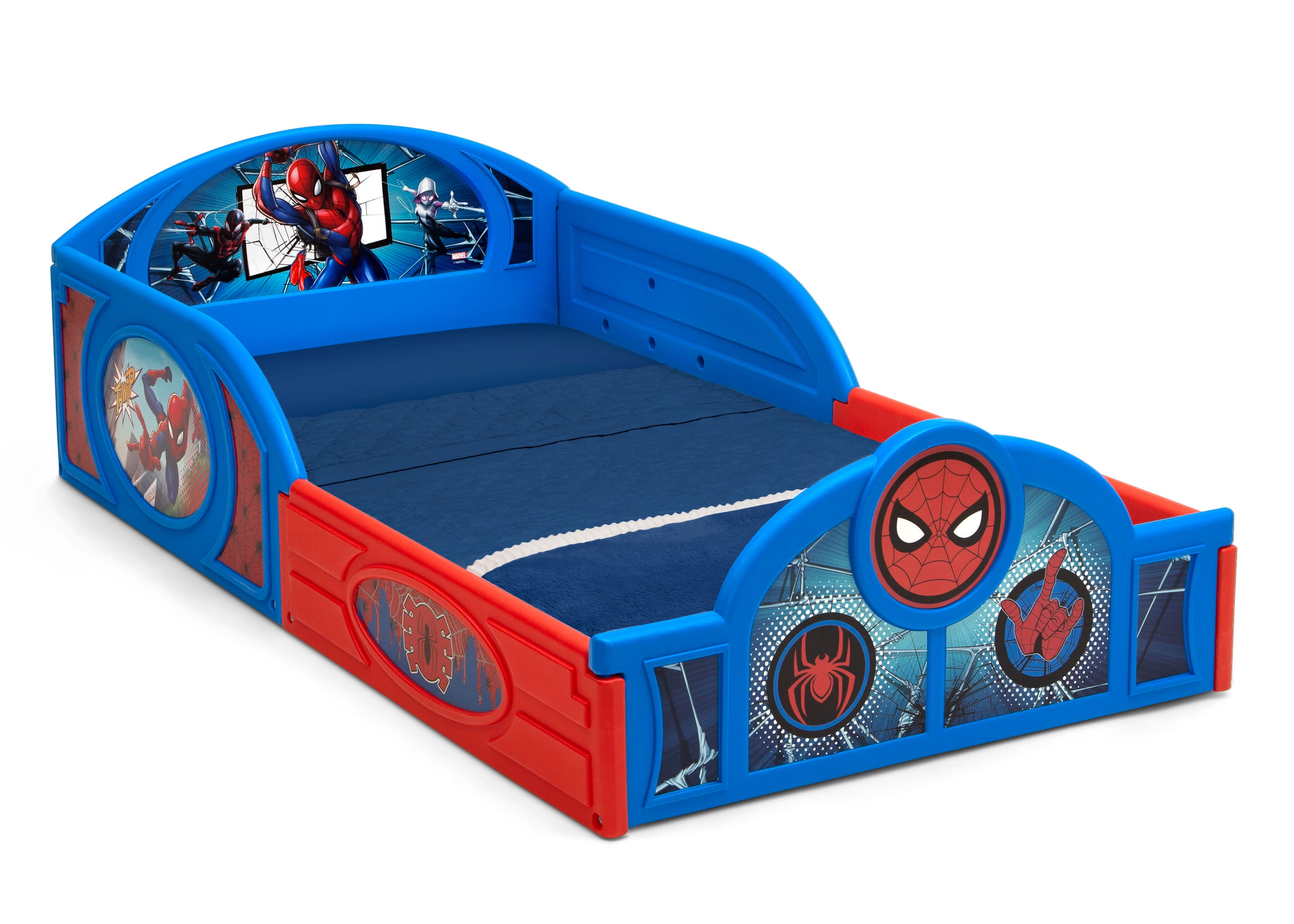 Spider-Man Themed Toddler Bed with Built-In Safety Guardrails - Perfect for Kids' Bedroom & Playroom Decor