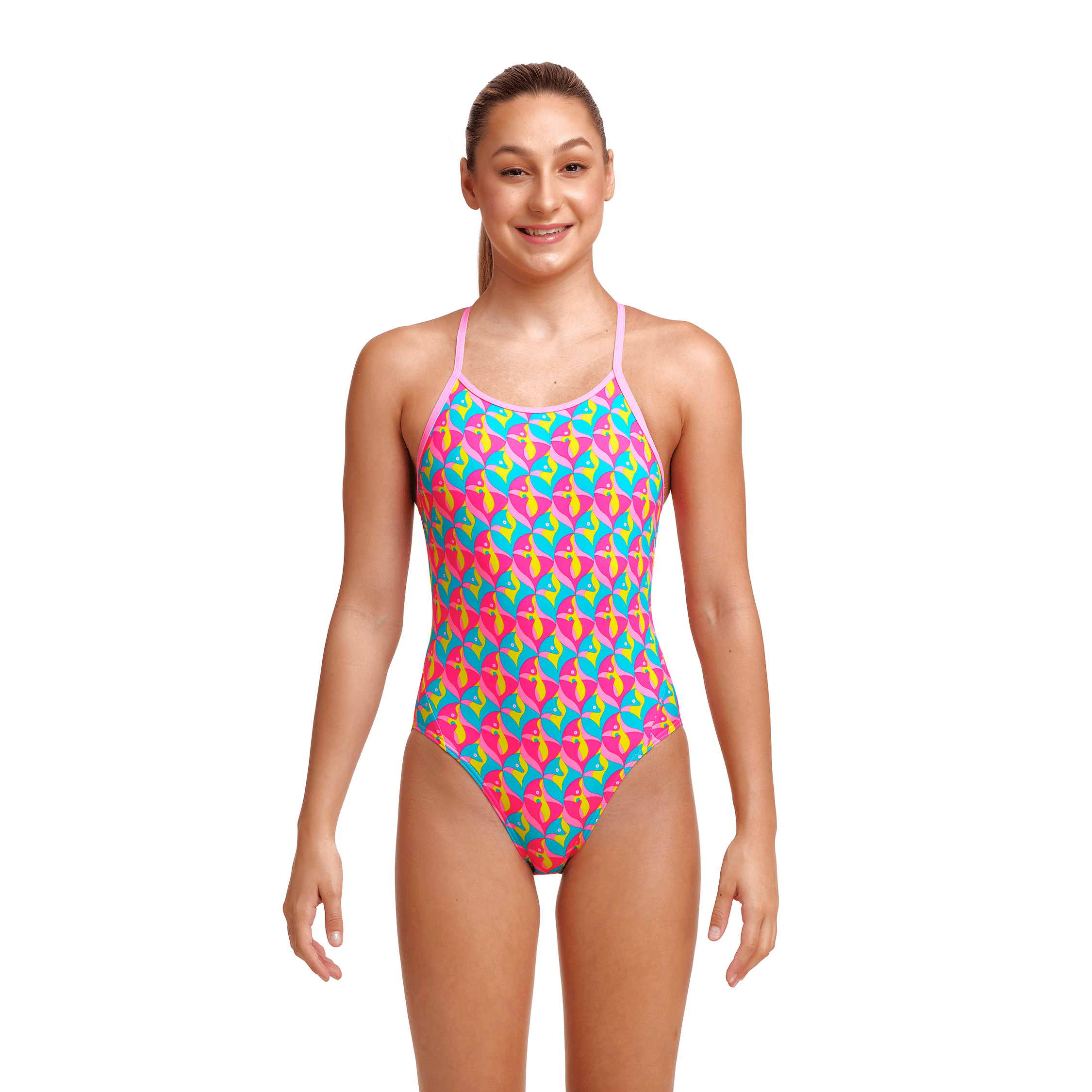 Funkita Foxy Girls Diamond Back One Piece Swimsuit - Stylish & Comfortable Swimwear for Kids, Perfect for Pool Parties, Beach Vacations & Summer Activities