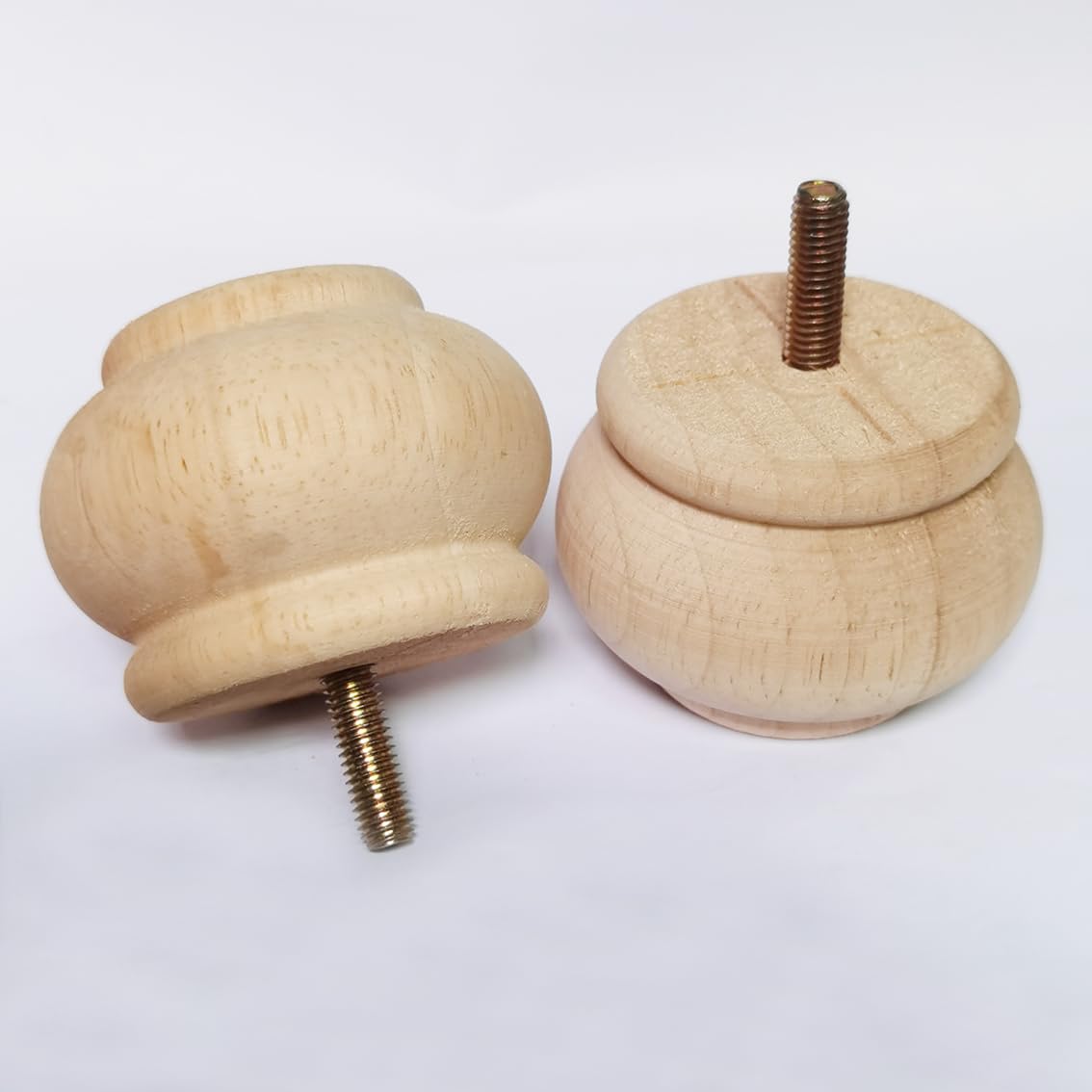 2 Inch Solid Wood Unpainted Furniture Legs - Round Bun Feet Set of 4 for Ottoman, Loveseat, Cabinet, Desk, Sofa & Bookcase Replacement | Perfect for DIY Home Decor & Furniture Restoration Projects