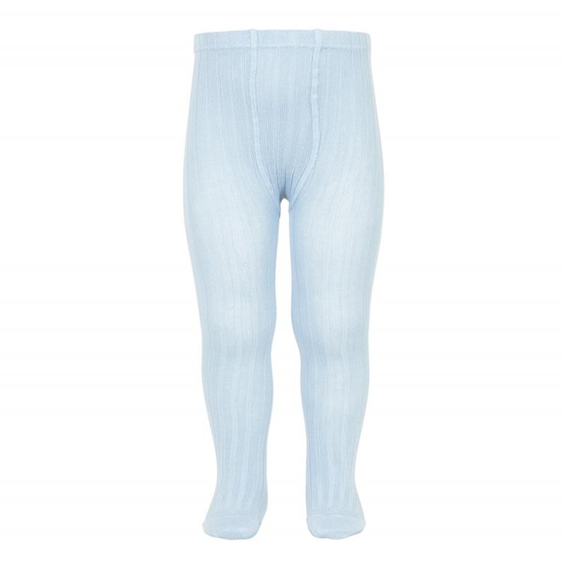 Baby Blue Ribbed Tights for Girls - Soft Stretchy Cotton Blend Leggings | Perfect for School, Dance Class & Winter Outfits