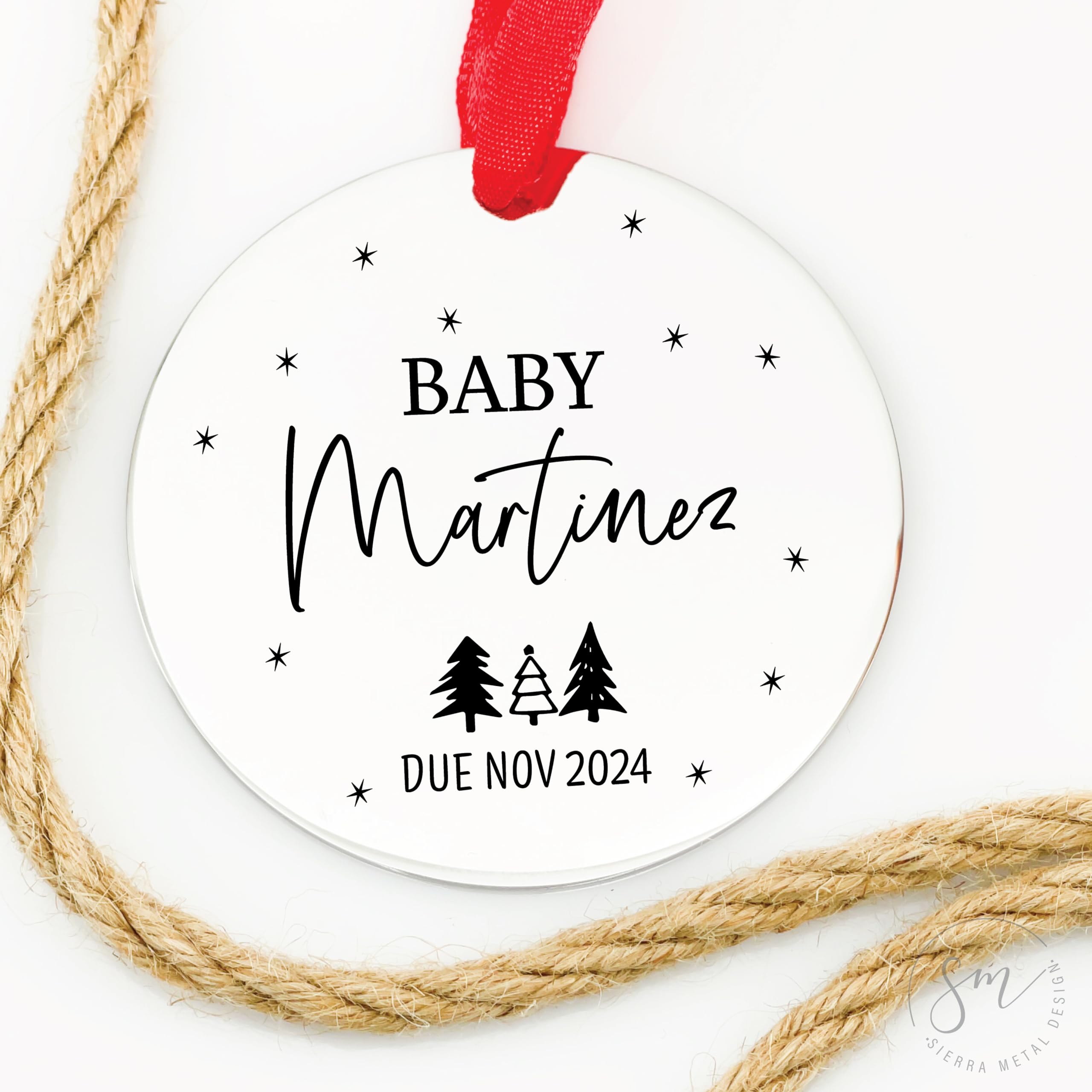 Personalized Baby Coming Soon Pregnancy Announcement Christmas Ornament - Custom New Baby Expecting Keepsake for Parents & Grandparents - Perfect for Holiday Decor, Baby Shower Gifts & First Christmas Celebration