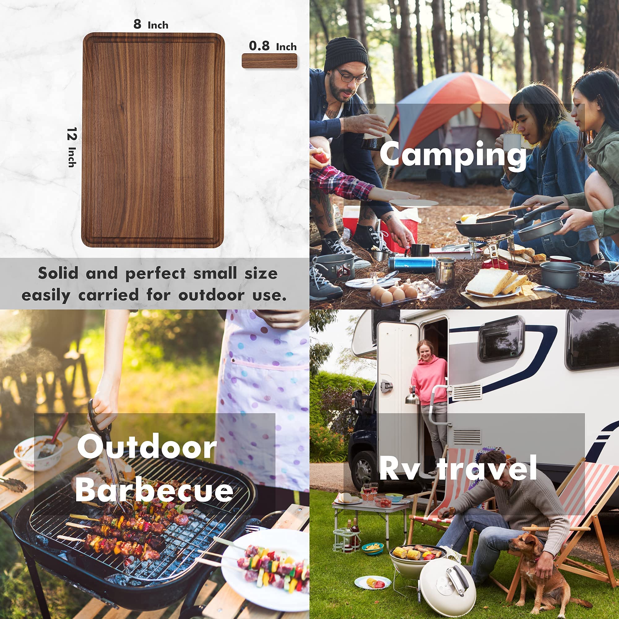 Premium Walnut Wood Cutting Board 12x8 Inch - Reversible Butcher Block with Juice Groove & Non-Slip Mats - Multipurpose Kitchen Charcuterie Cheese Board (Gift Box Included) - Perfect for Food Prep, Entertaining & Holiday Gifts