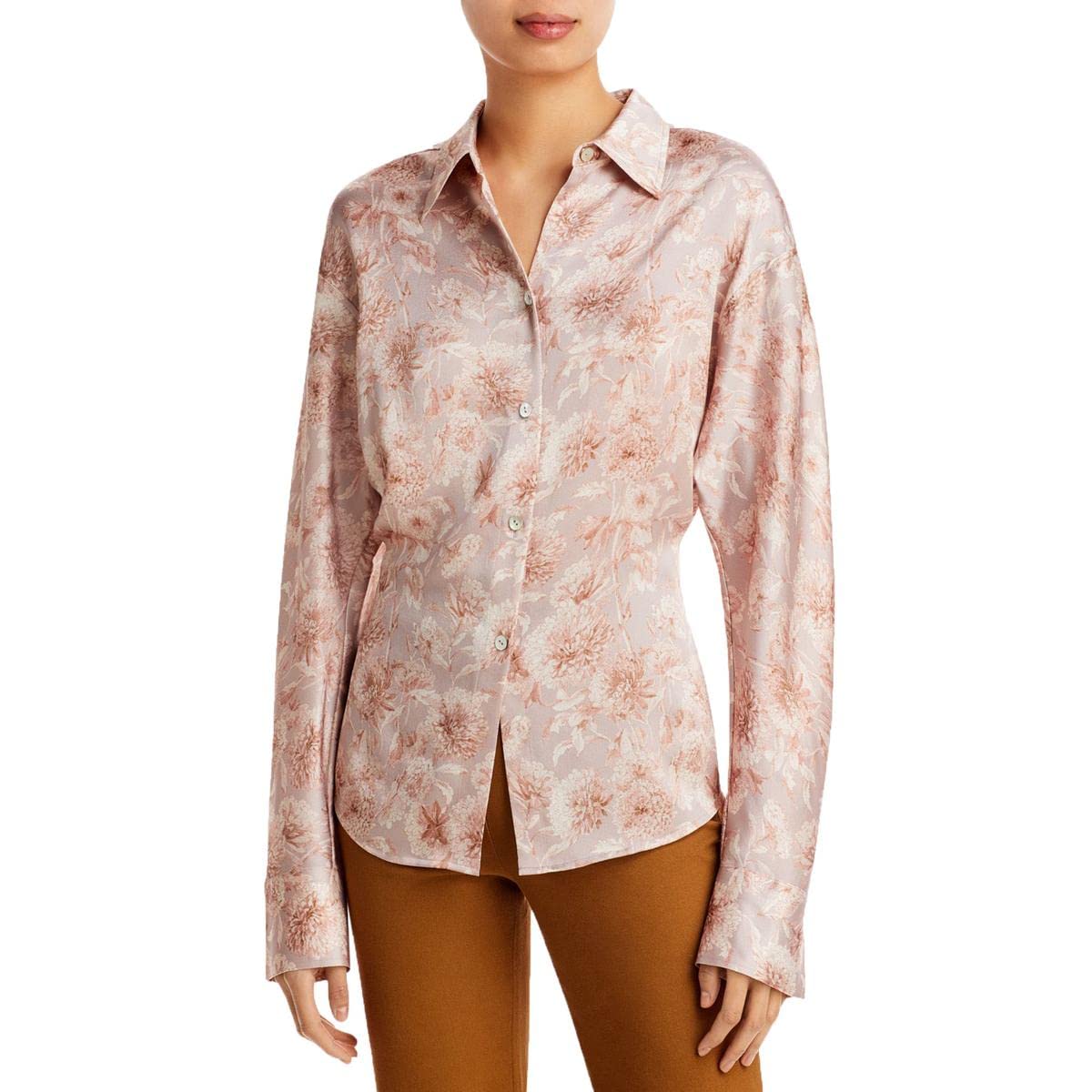 Vince Women's Dahlia Sculpted Long Sleeve Shirt - Elegant Blouse for Office, Business & Casual Wear | Soft Stretch Fabric for All-Day Comfort