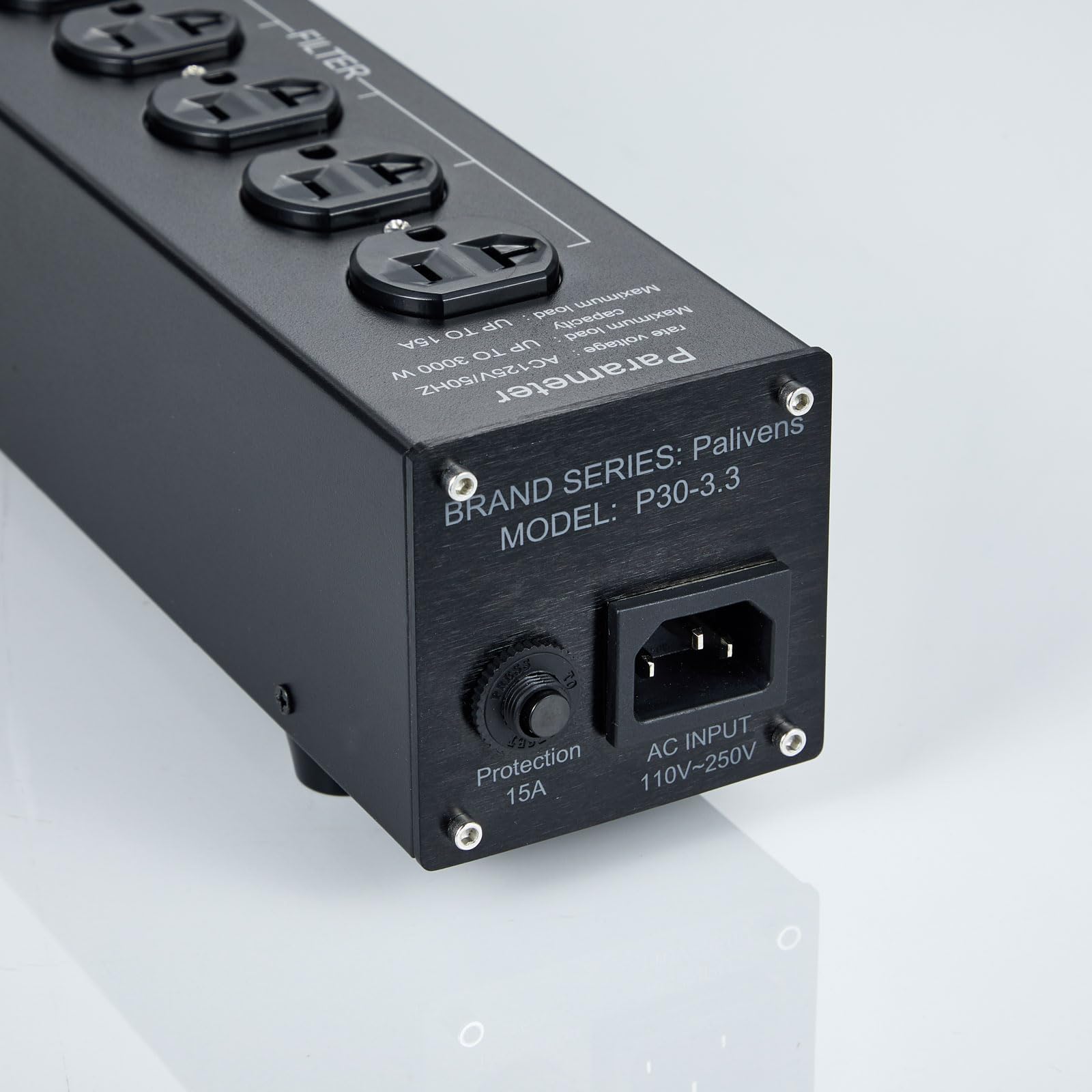 Premium 4-Outlet AC Power Conditioner with LCD Display - EMI/RFI Noise Filter for HiFi Audio Systems, CD Players, TVs & Home Theater - Black | Perfect for Audiophiles & Home Entertainment Setups