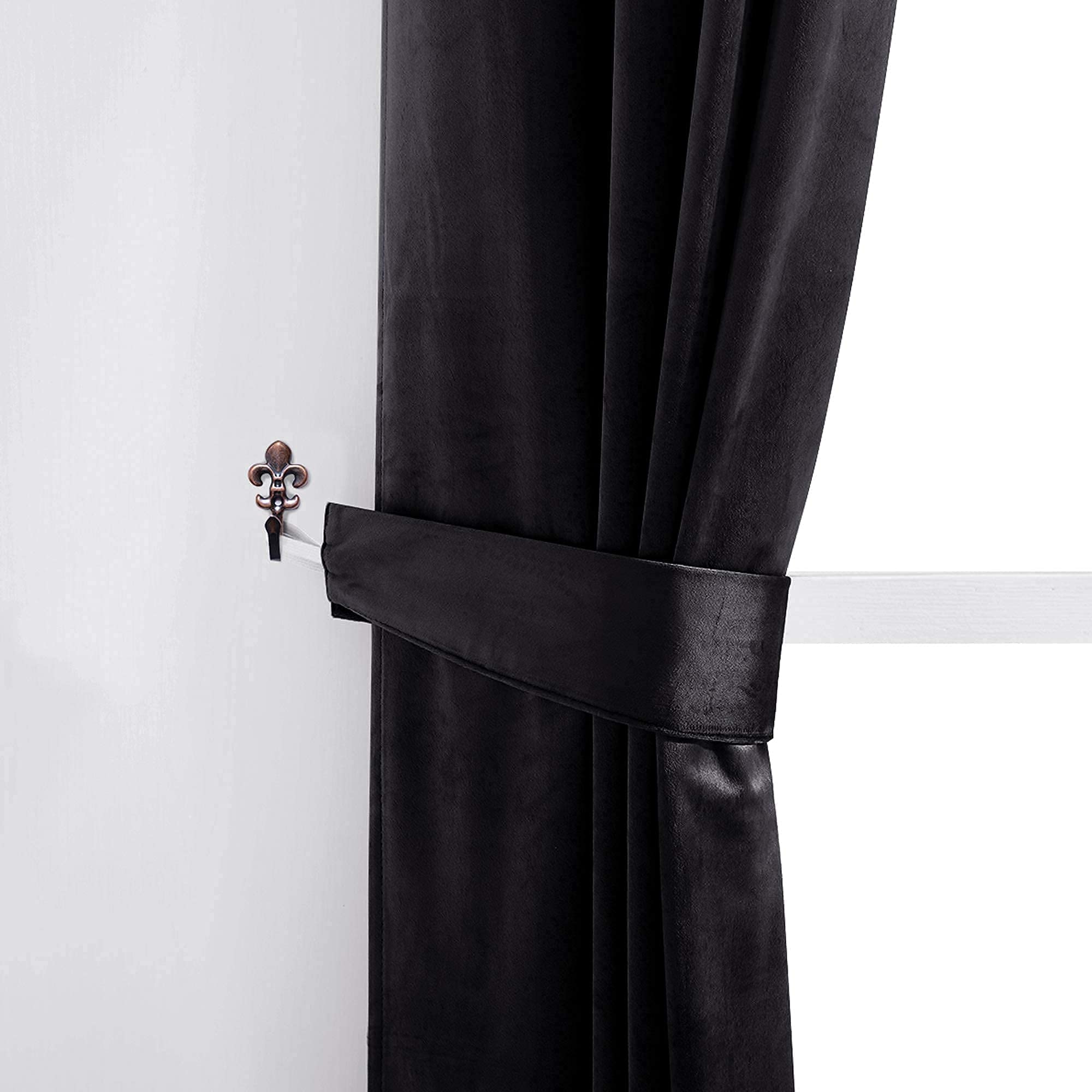 StangH Velvet Curtains with Tiebacks Set - Blackout Window Drapes for Living Room & Bedroom - Soft Luxury Fabric for Home Decor & Light Blocking