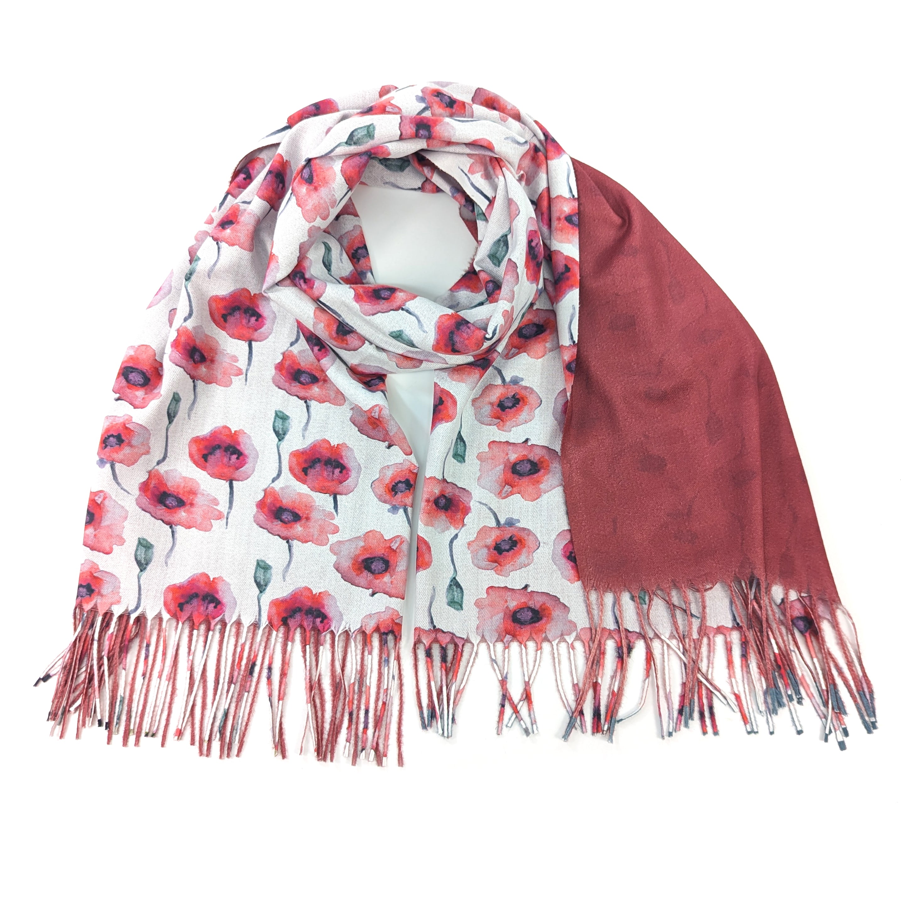 Exclusive Poppy Field Pashmina Style Scarf - 70x180cm Soft Cashmere-Like Wrap for Women | Perfect for Fall Fashion, Office Wear & Evening Outfits