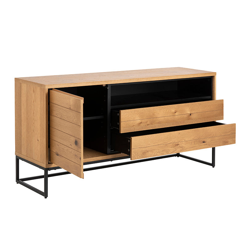 Laneya 150cm Sideboard Buffet Cabinet - Solid Wild Oak Wood for Dining Room Storage & Display | Perfect for Farmhouse, Rustic & Modern Home Decor