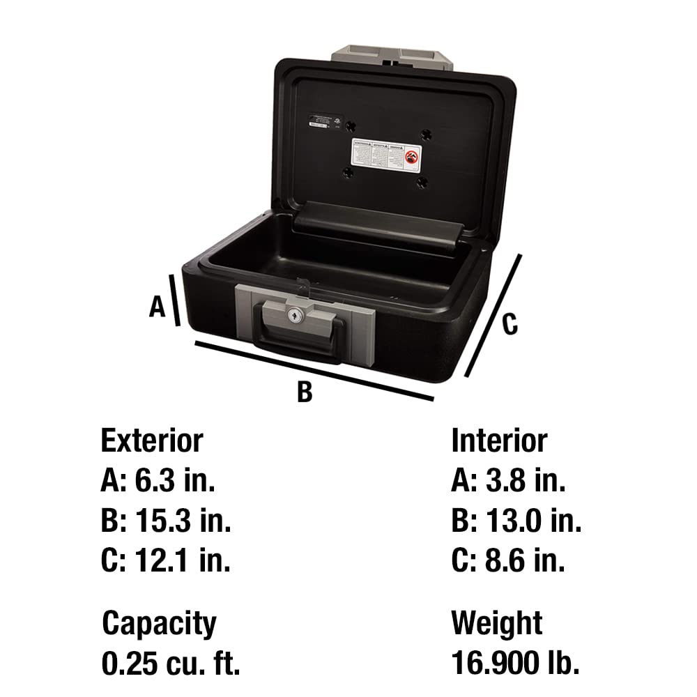 SentrySafe 0.25 Cubic Feet Fireproof Safe Box with Key Lock - Water & Fire Resistant Security Chest for Money, Jewelry, Documents - Portable with Carrying Handle (6.3