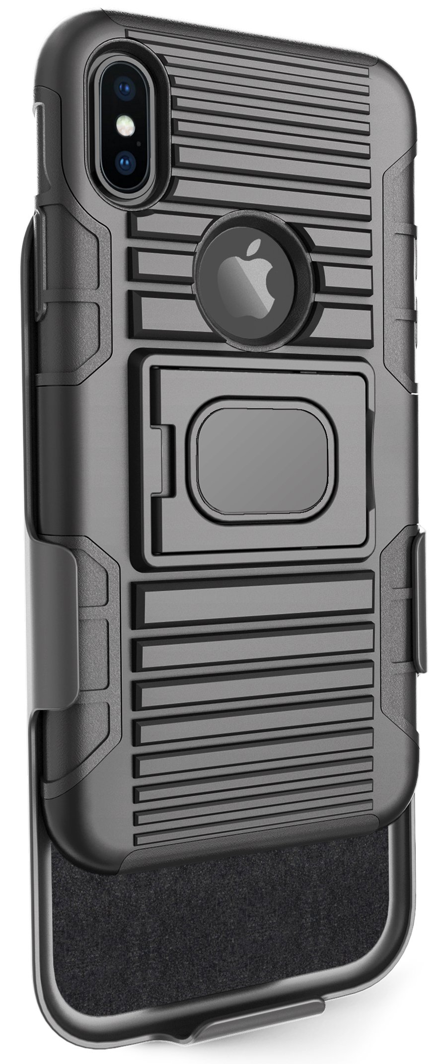 Magnetic Grip Case for iPhone Xs/X (2018/2017) - Black Ring Holder with Belt Clip & Car Mount | Perfect for Driving, Workouts, and Hands-Free Use