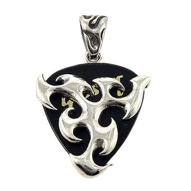 Flame Blade Tribal Sterling Silver Guitar Pick Holder Pendant Necklace - Perfect for Musicians & Guitar Players On Stage or Studio