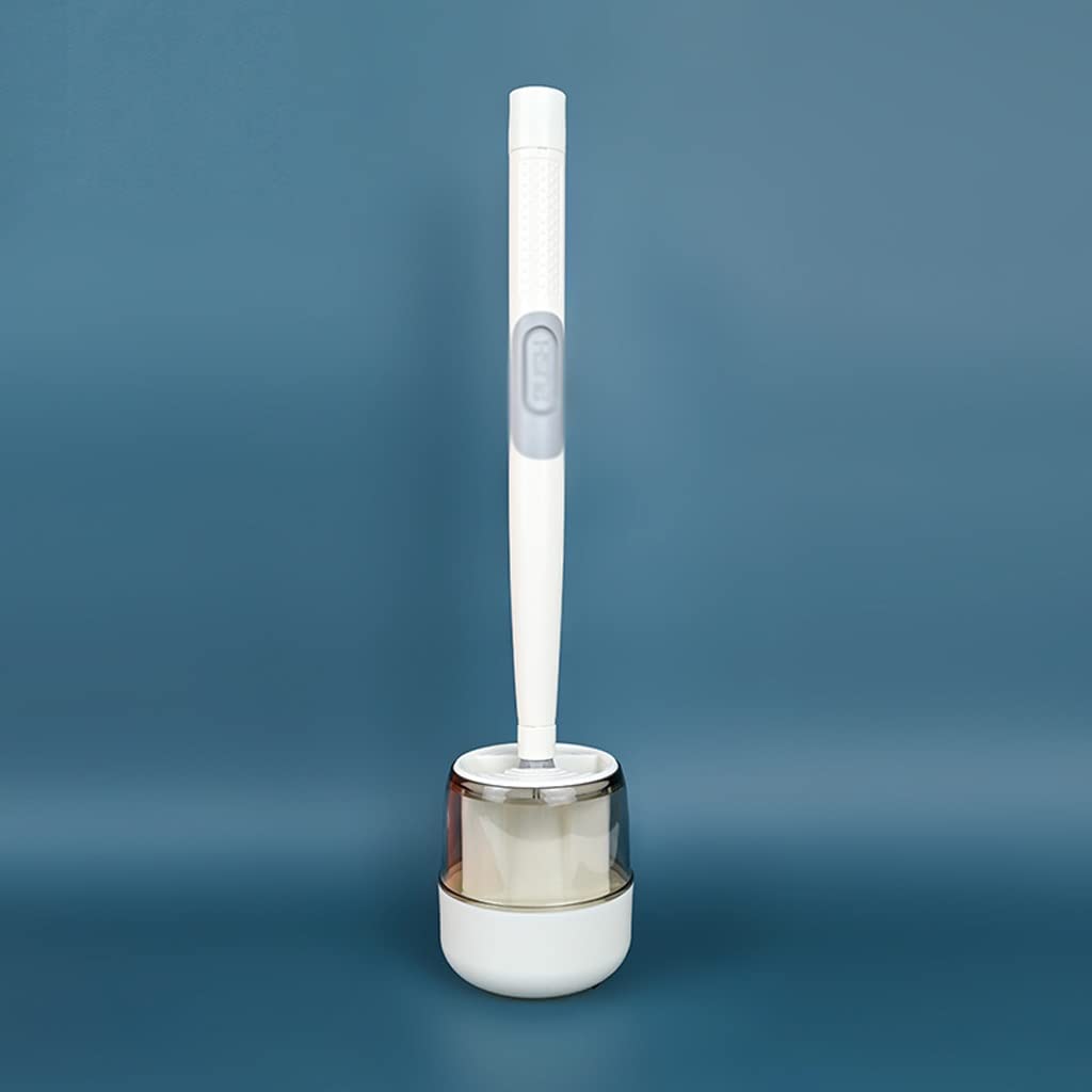 WIONC Hydraulic Toilet Brush with Silicone Soft Brush Head - Long Handle Tongue-Type Design for Deep Cleaning - Bathroom Cleaning Accessories Set (Color A) | Ideal for Home, Hotel & Commercial Restroom Maintenance