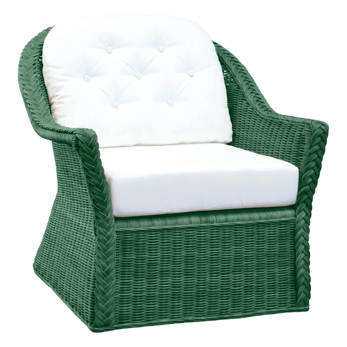Braided Wicker Chatham Upholstered Lounge Chair - Comfortable Rattan Accent Chair for Living Room, Patio, or Bedroom - Perfect for Relaxing and Reading