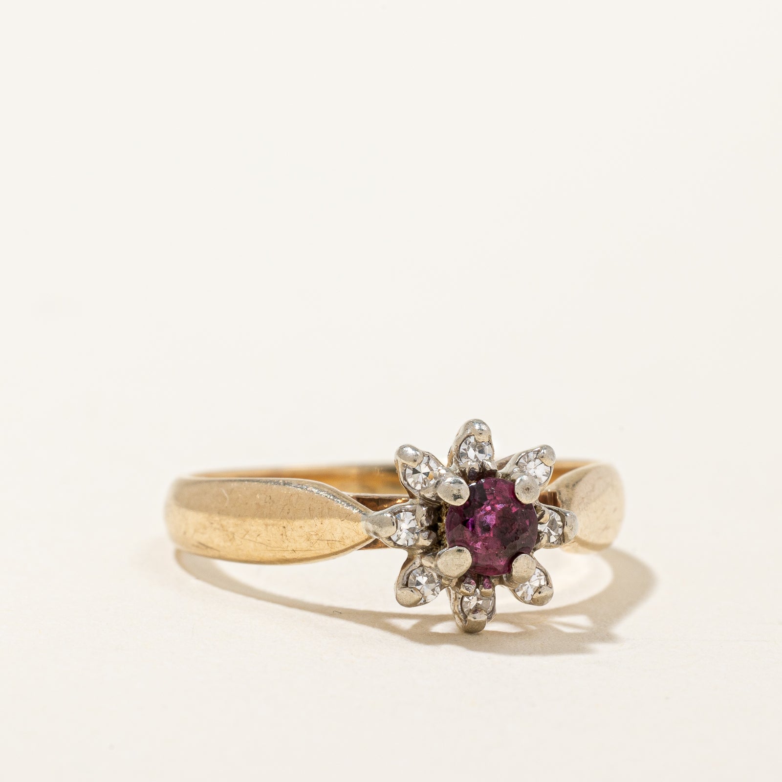 Exquisite Ruby & Diamond Halo Engagement Ring | 0.20ct Center Stone & 0.07ctw Halo | Size 6 | Perfect for Wedding, Proposal & Anniversary Gifts