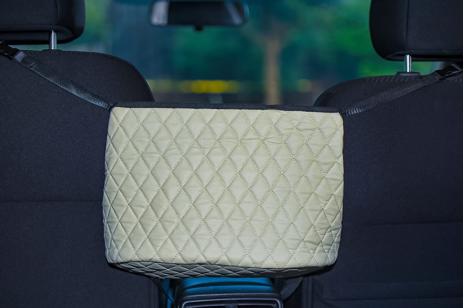 Premium Car Seat Organizer in Cream - Multi-Pocket Storage for Baby Essentials, Toys & Travel Accessories - Perfect for Road Trips & Family Car Rides