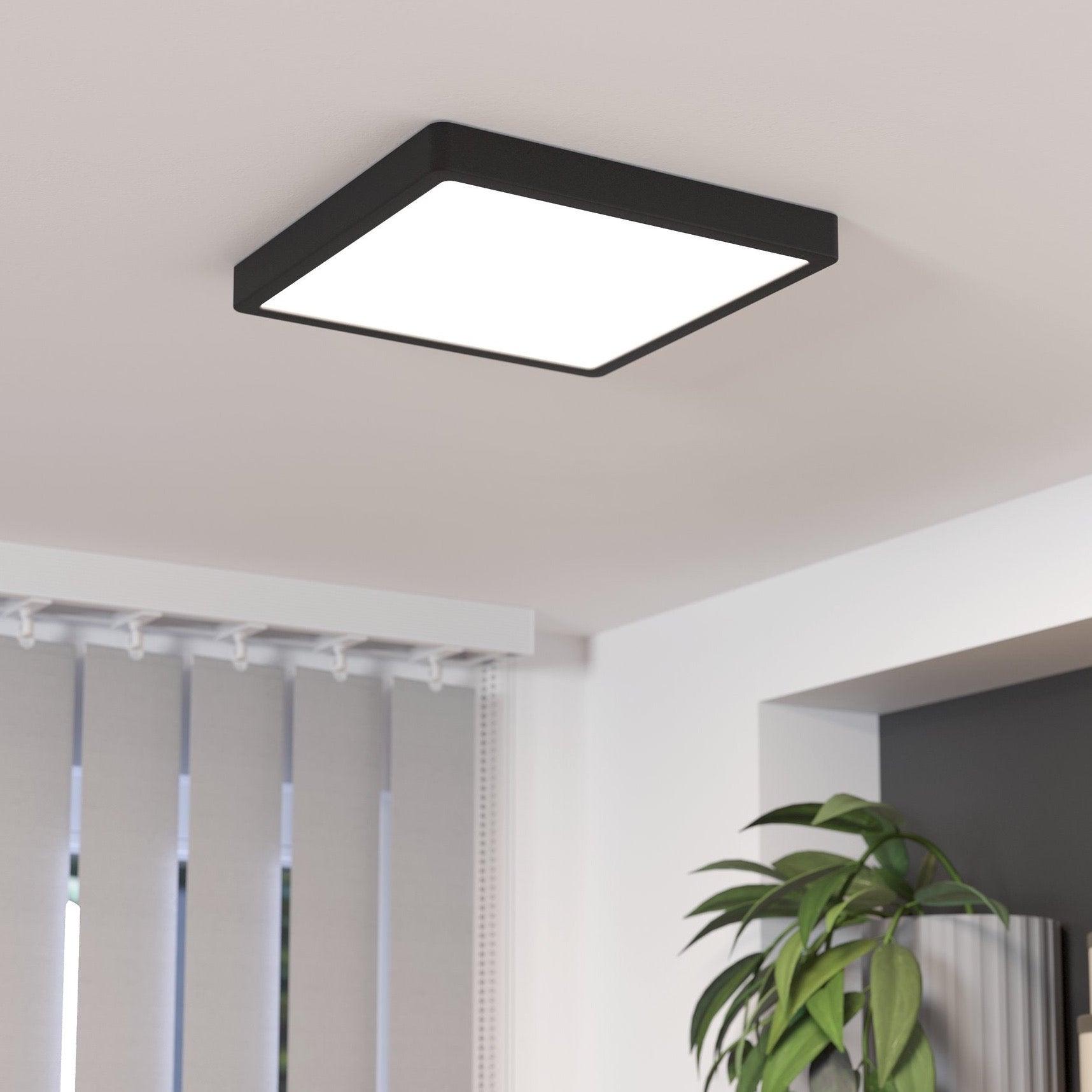 Eglo Fueva 5-LED Black Square Dimmable Flush Mount Ceiling Light Fixture - 28.5cm Modern Lighting for Bedroom, Kitchen, Hallway & Office