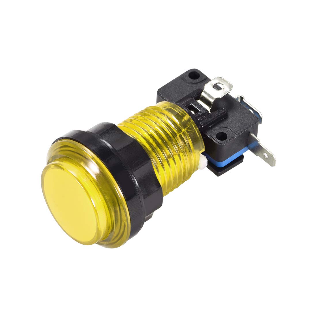 33.5mm Round 12V LED Illuminated Arcade Push Button Switch with Micro Switch - Yellow (1pc) for Video Games, DIY Cocktail Cabinets & MAME Controllers