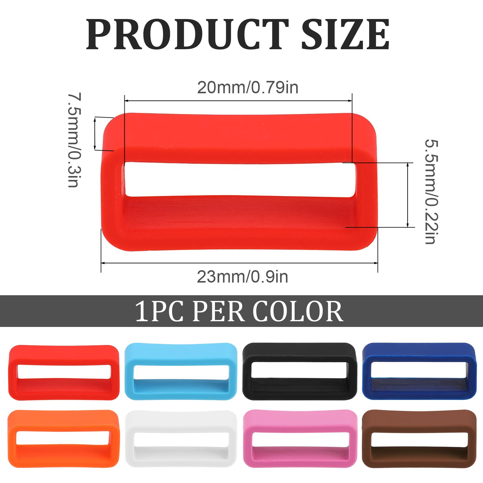8 Pack 20mm Silicone Watch Band Keepers - Secure Holder Loops for Smart & Sport Watches - Multi-Color Replacement Strap Fasteners - Perfect for Running, Swimming & Active Lifestyles