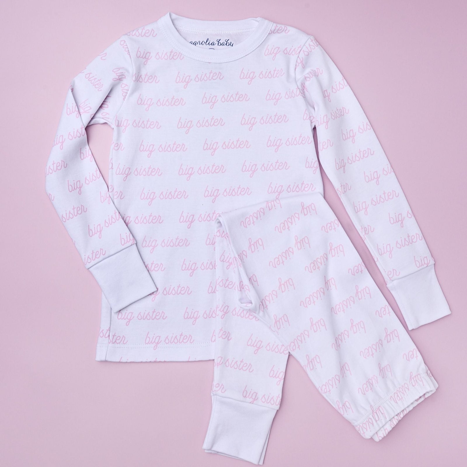 Big Sister Printed Long Sleeve Pajama Set - Soft Cotton Sleepwear for Women & Girls - Perfect for Family Matching, Christmas Gifts & Cozy Nights