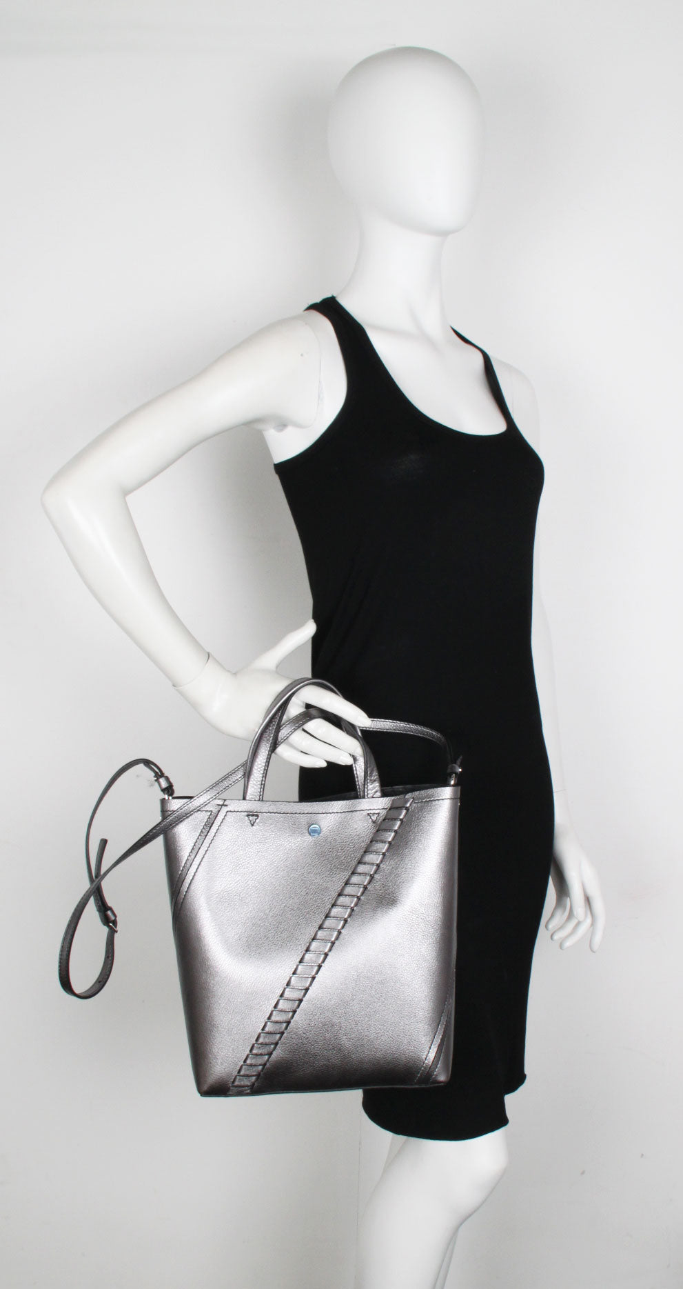 PS Hex Tote Metal Bag in Dark Silver - Stylish & Durable Handbag for Women, Perfect for Work, Travel & Everyday Use