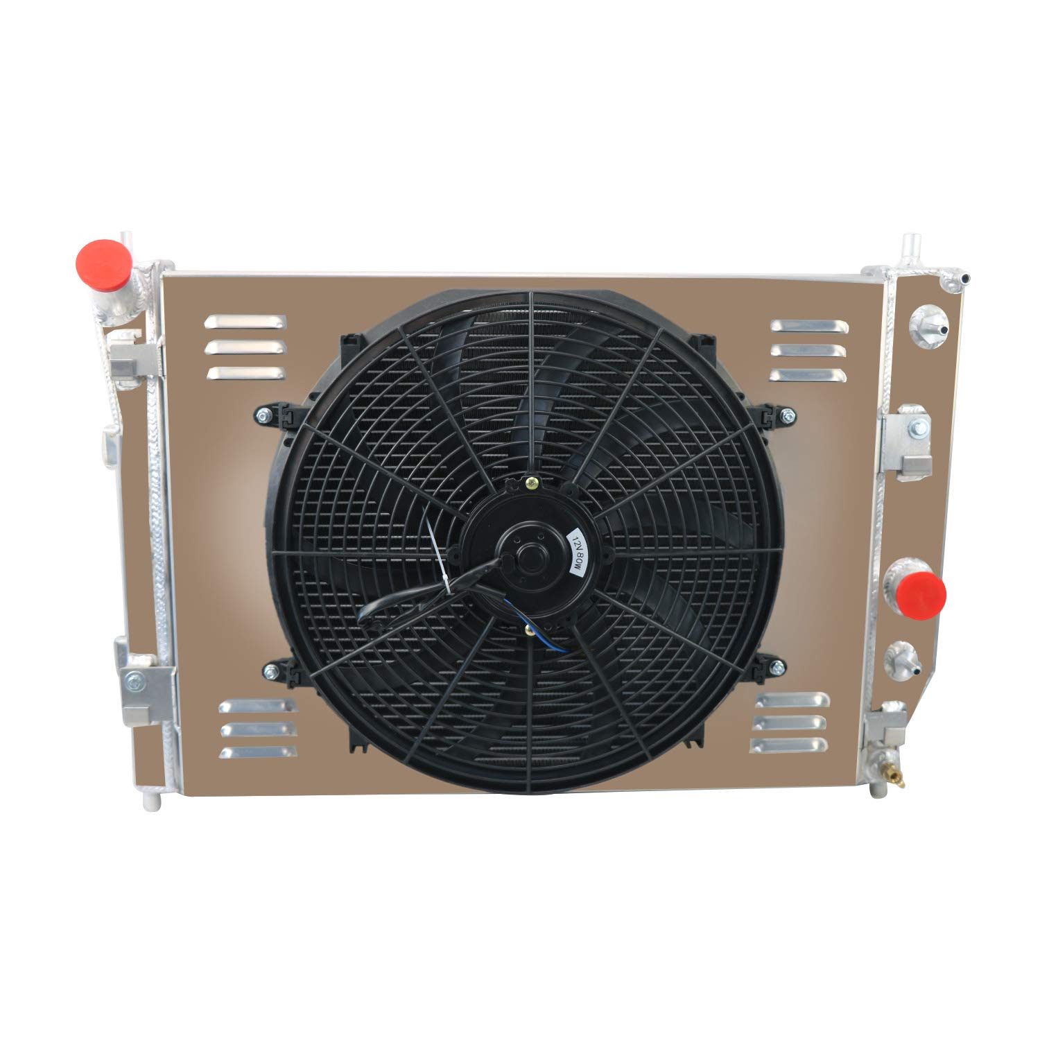 ECMRAD 3-Row Aluminum Radiator with Shroud Fan Relay for 2005-2013 Chevy Corvette C6 V8 (5.3L 6.0L 6.2L 7.0L) - High Performance Cooling Upgrade for Street Racing & Hot Weather Driving