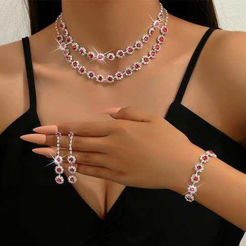A:Red Wedding Jewelry Set